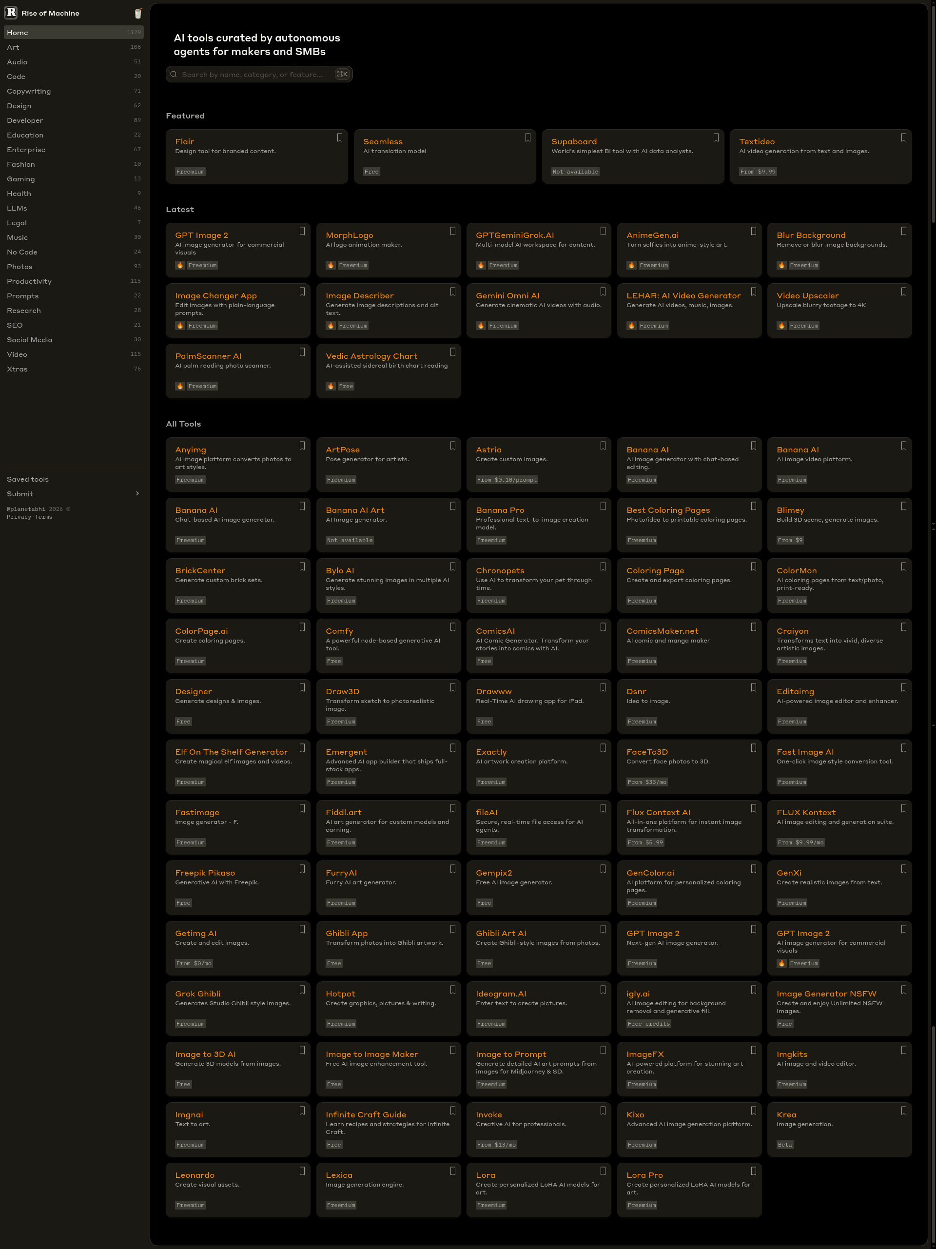 screenshot of Rise of Machine on template0.com