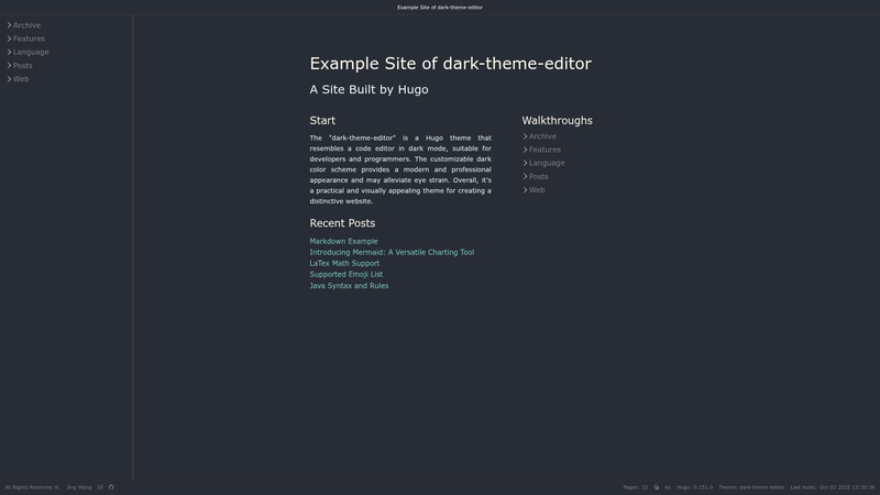 Image for Dark Theme Editor on template0.com Image for Dark Theme Editor on template0.com