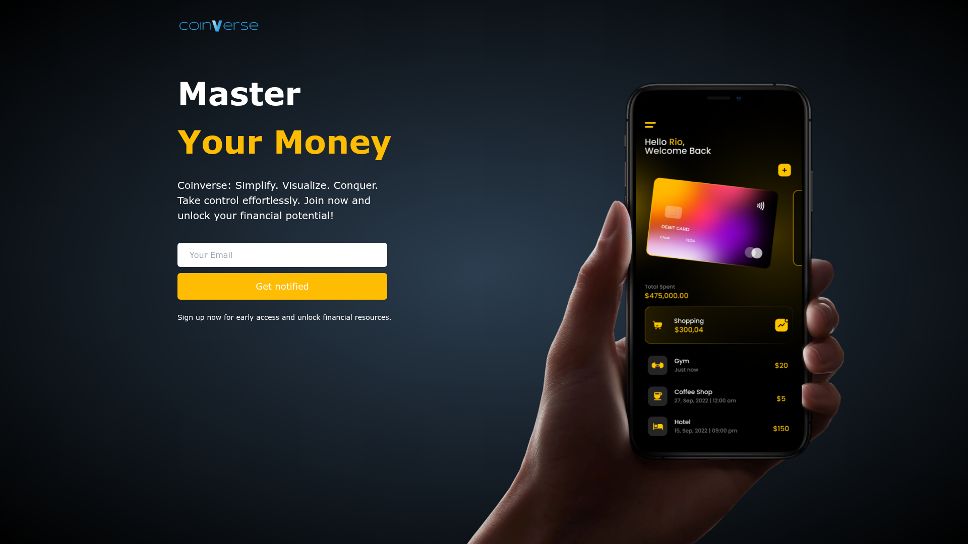 screenshot of Coinverse on template0.com