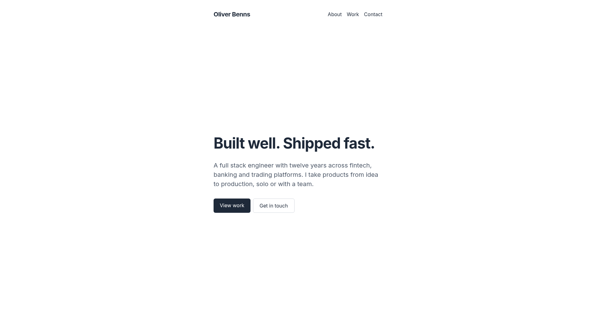 screenshot of oliverbenns.com on template0.com