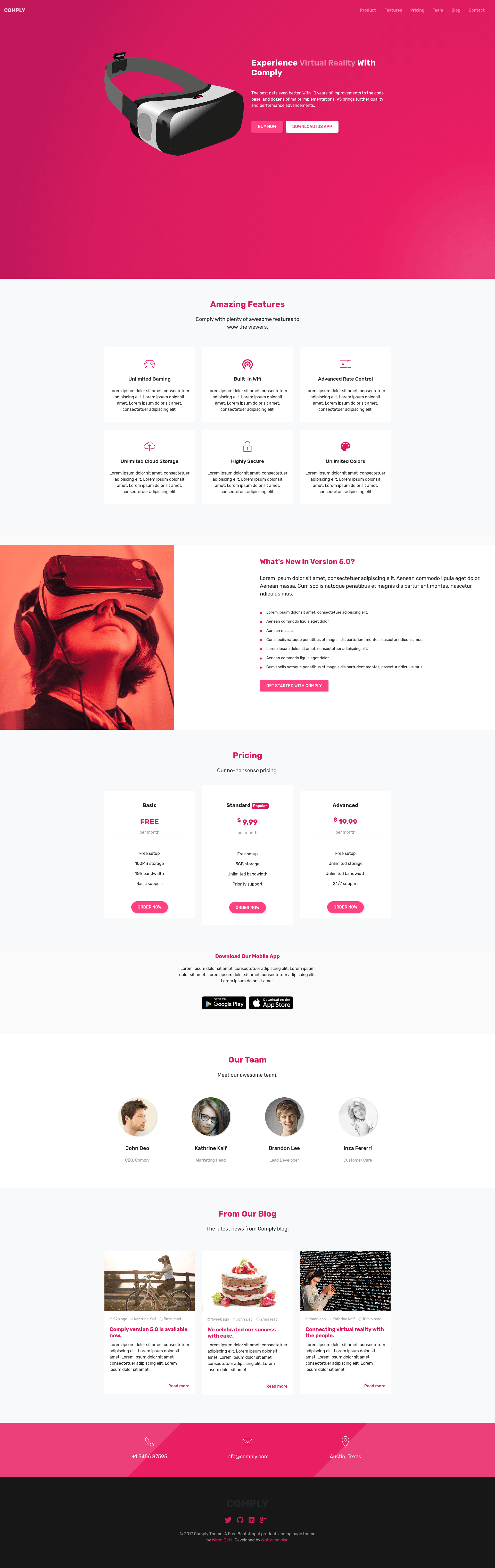 screenshot of Comply – Free HTML5 Product Landing Template Powered by Bootstrap 4 on template0.com