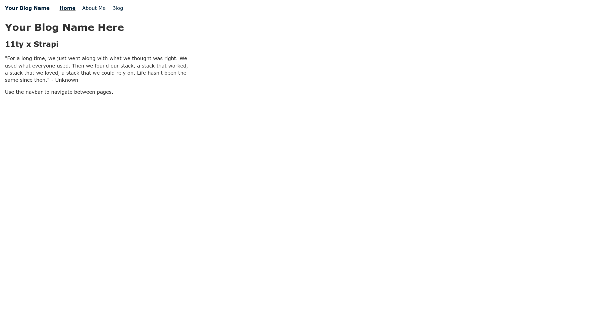screenshot of Strapi x 11ty on template0.com