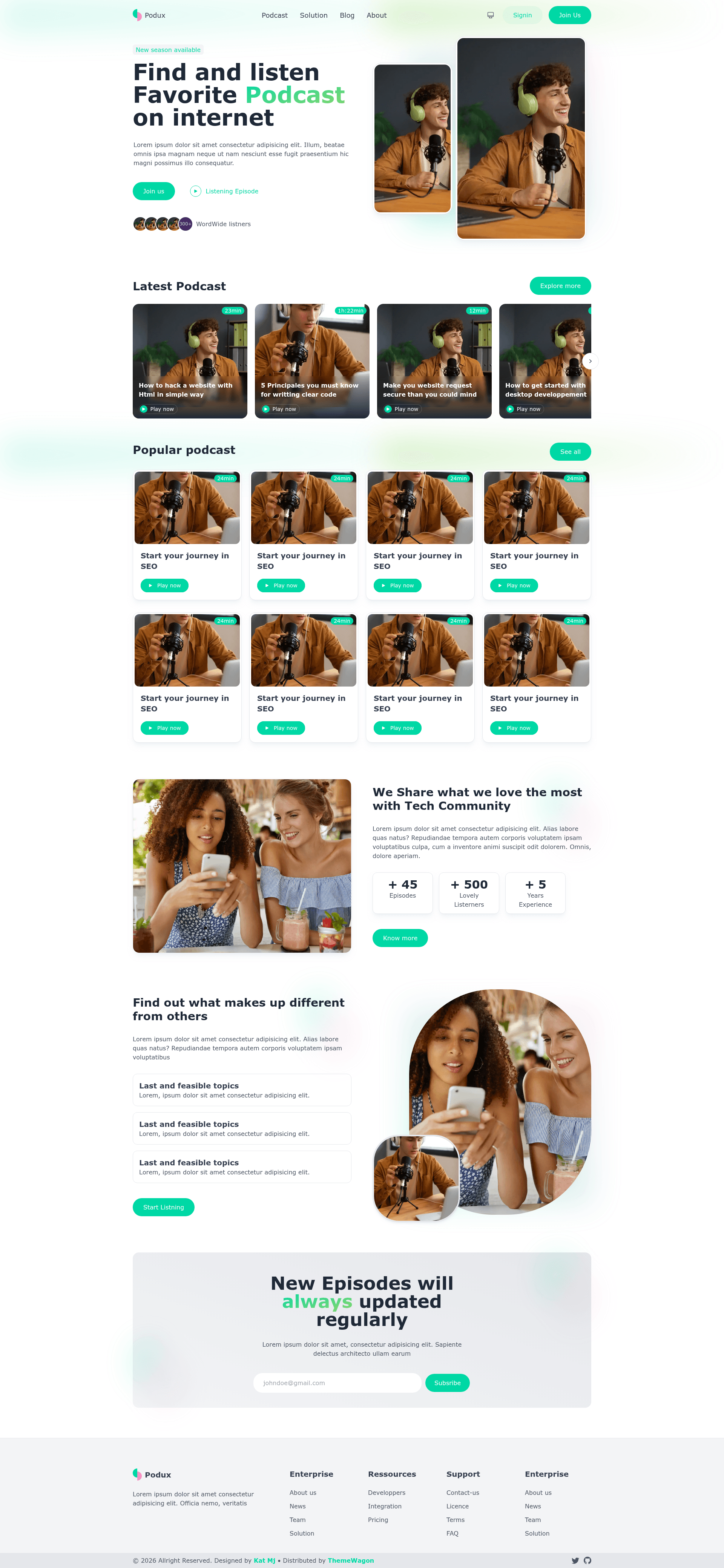 screenshot of Podux on template0.com