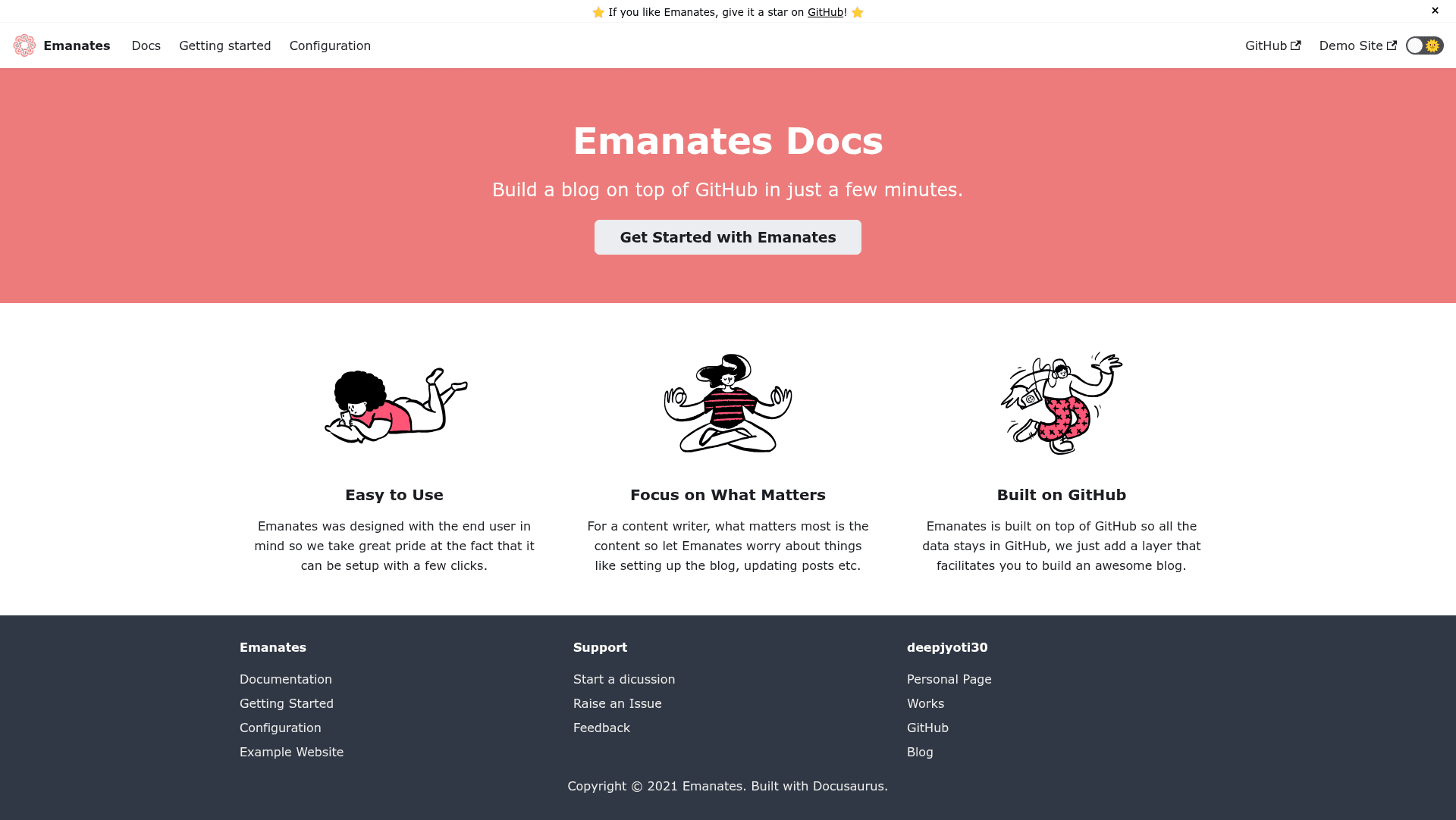 screenshot of Emanates on template0.com