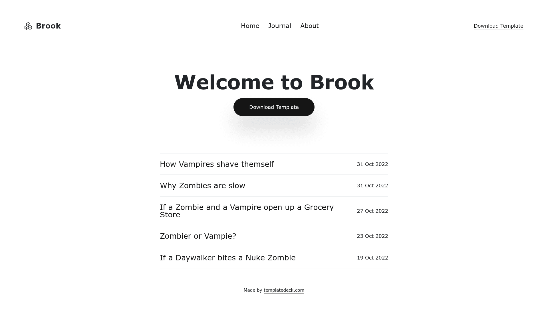 screenshot of Brook on template0.com