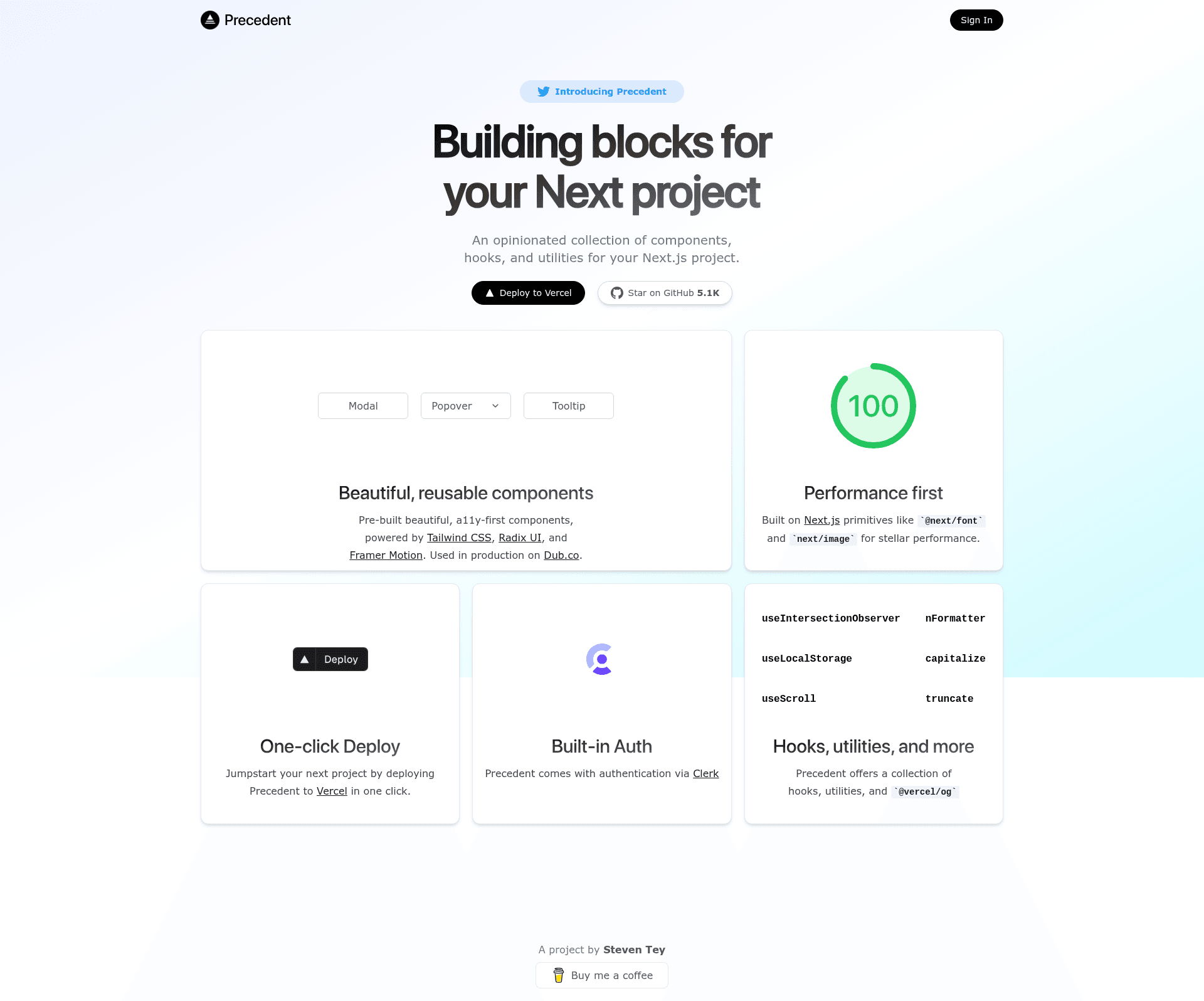 screenshot of Precedent on template0.com