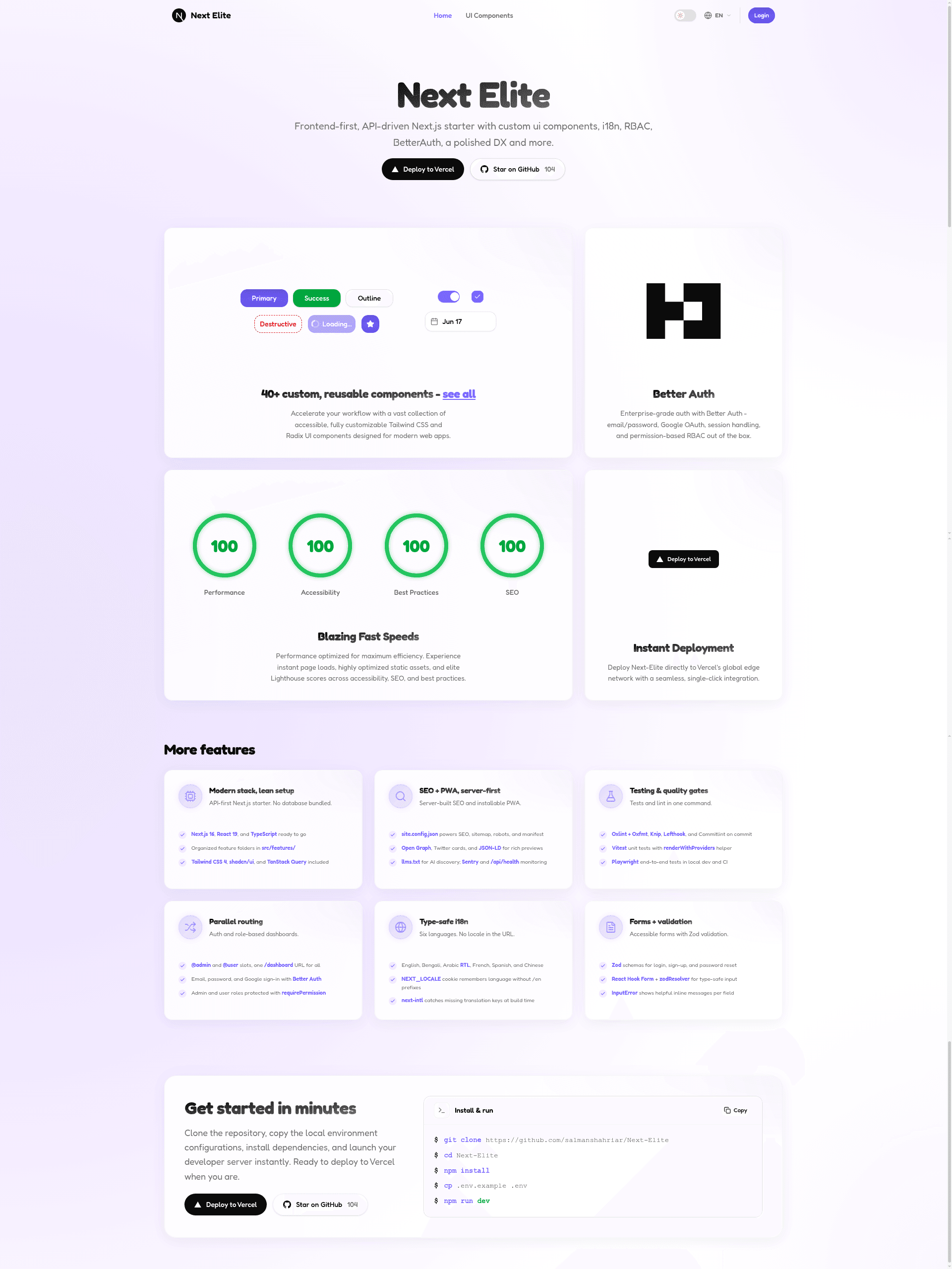 screenshot of Next Elite on template0.com