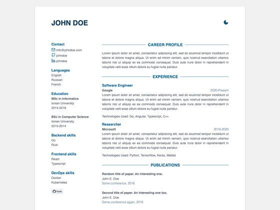 Image for Jekyll CV on template0.com