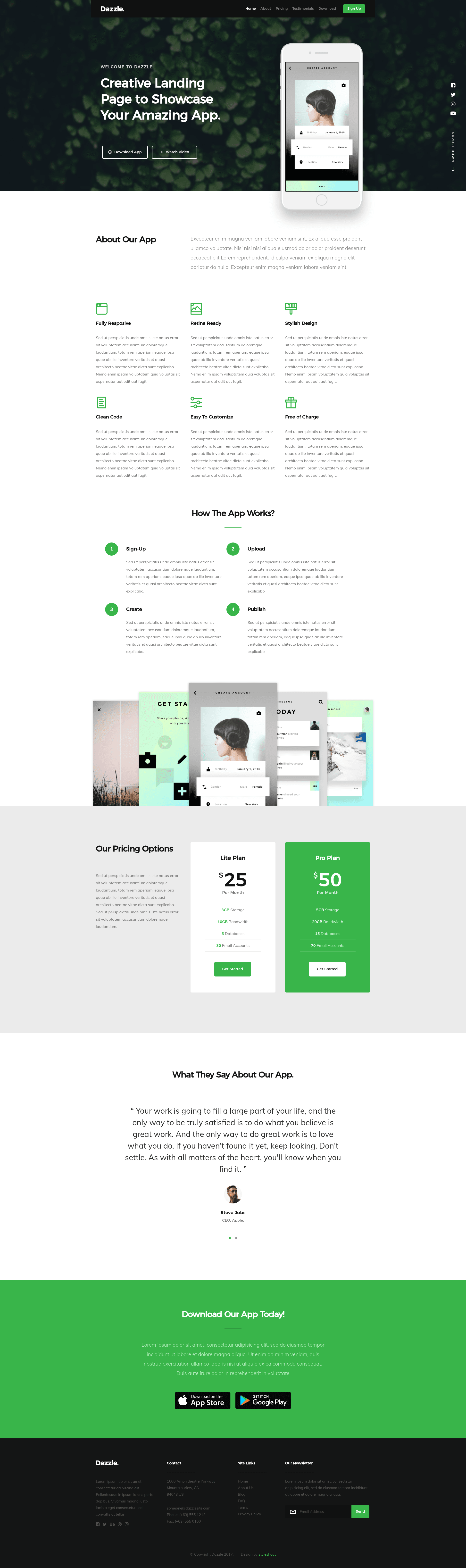 screenshot of Dazzle on template0.com
