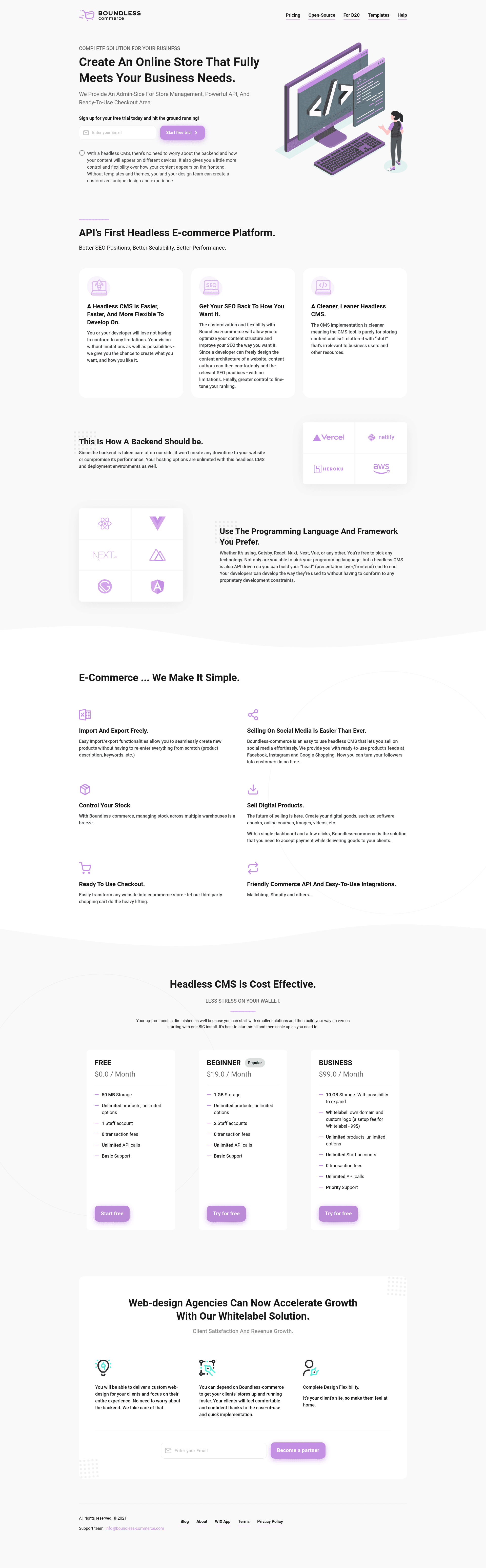screenshot of Boundless Next.js Ecommerce Template on template0.com