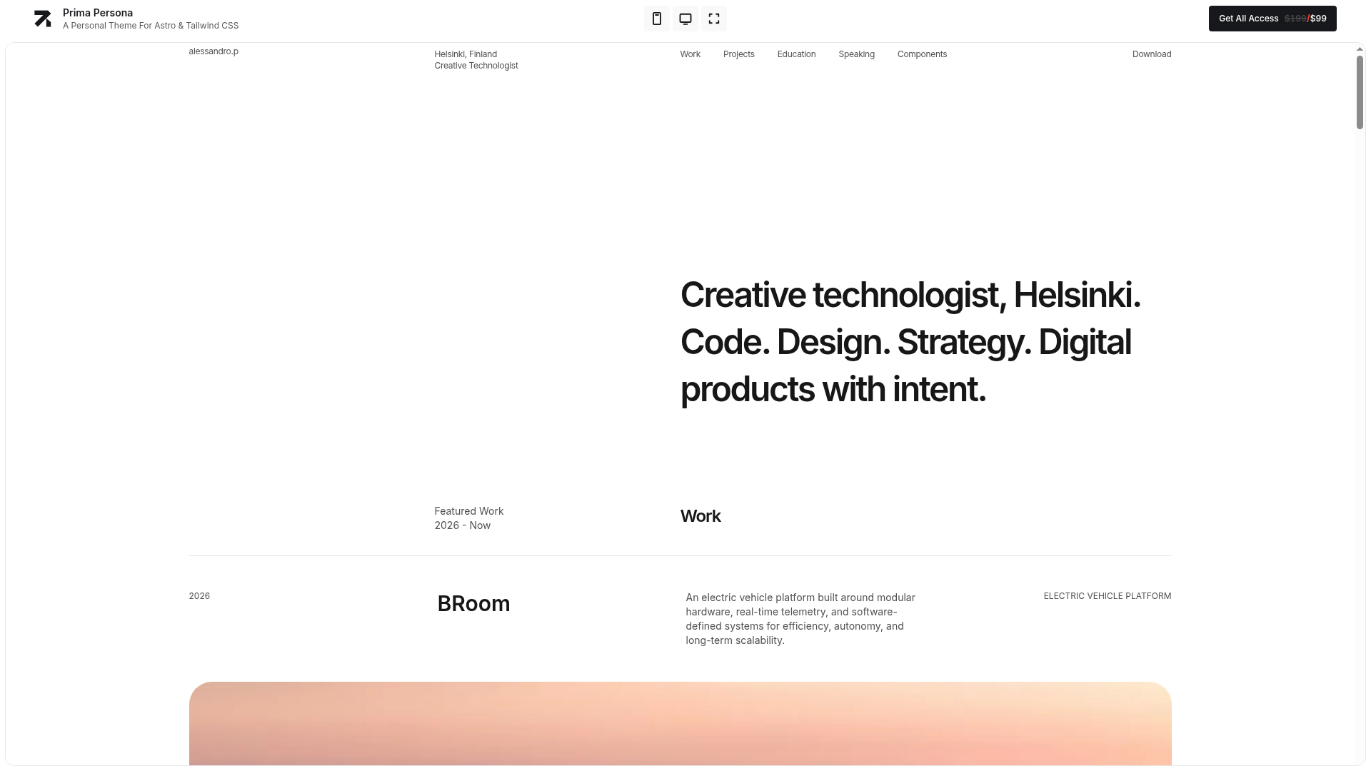 screenshot of Prima Persona on template0.com