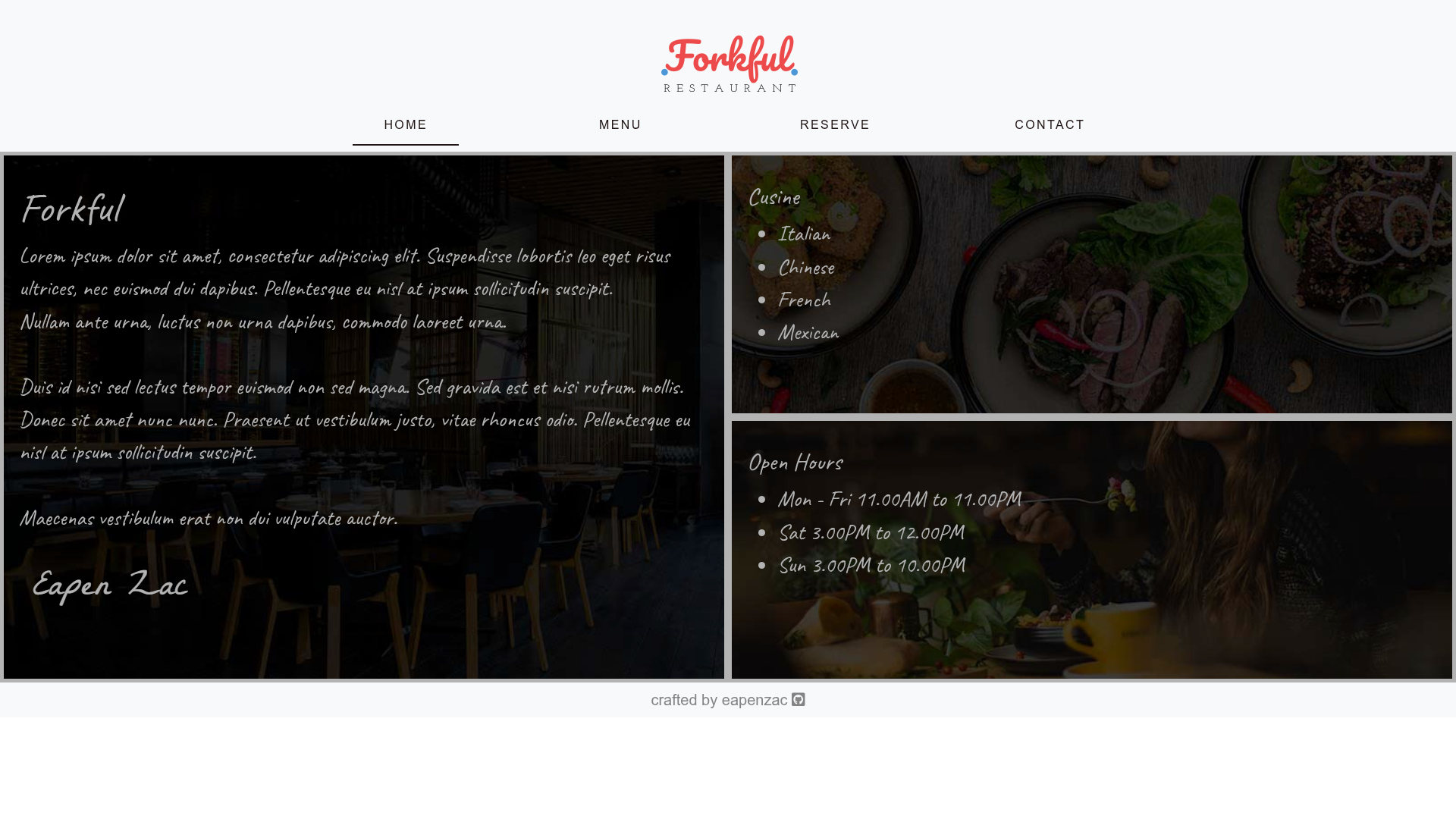 screenshot of Restaurant Theme on template0.com