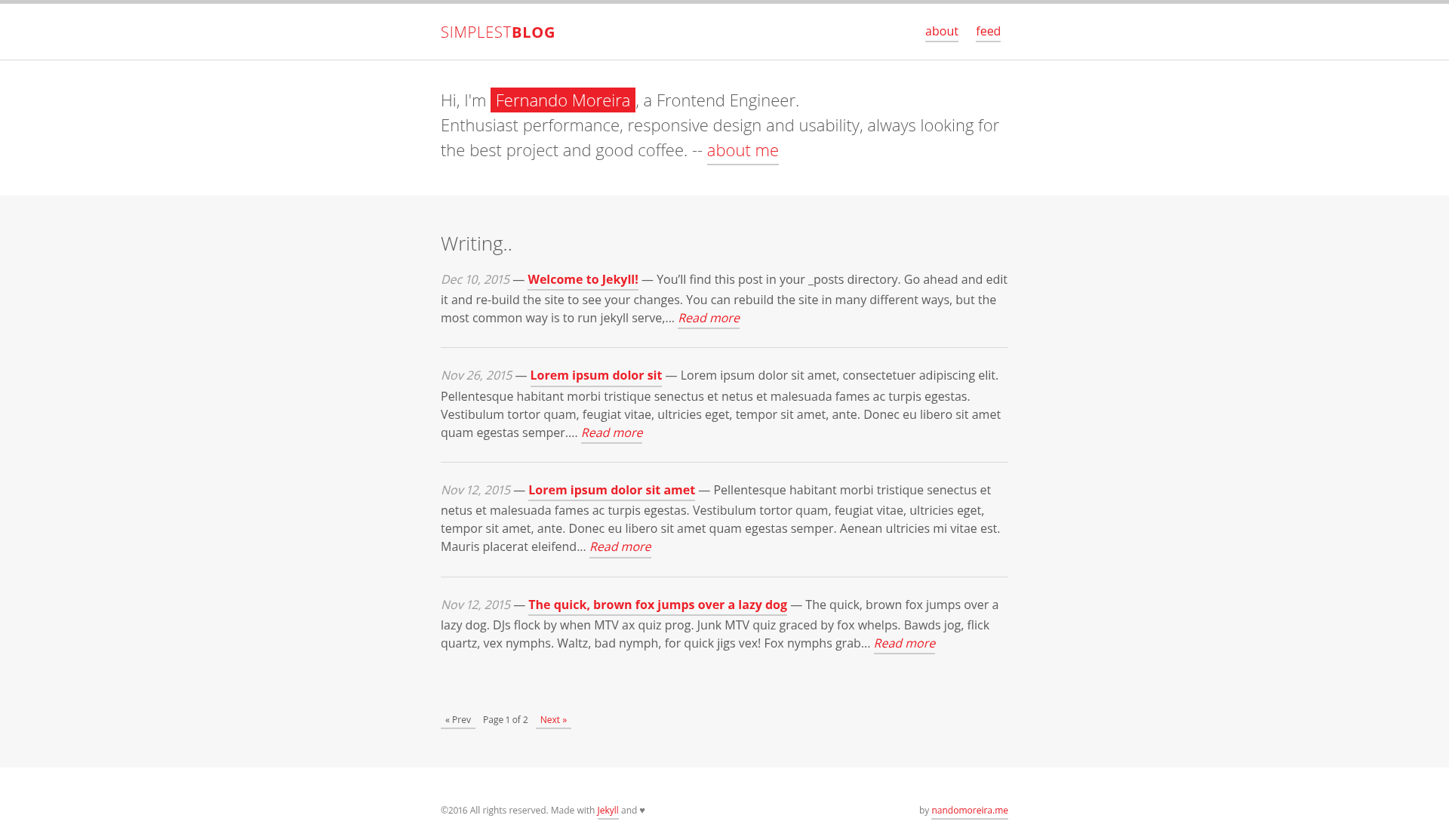 screenshot of Simplest on template0.com