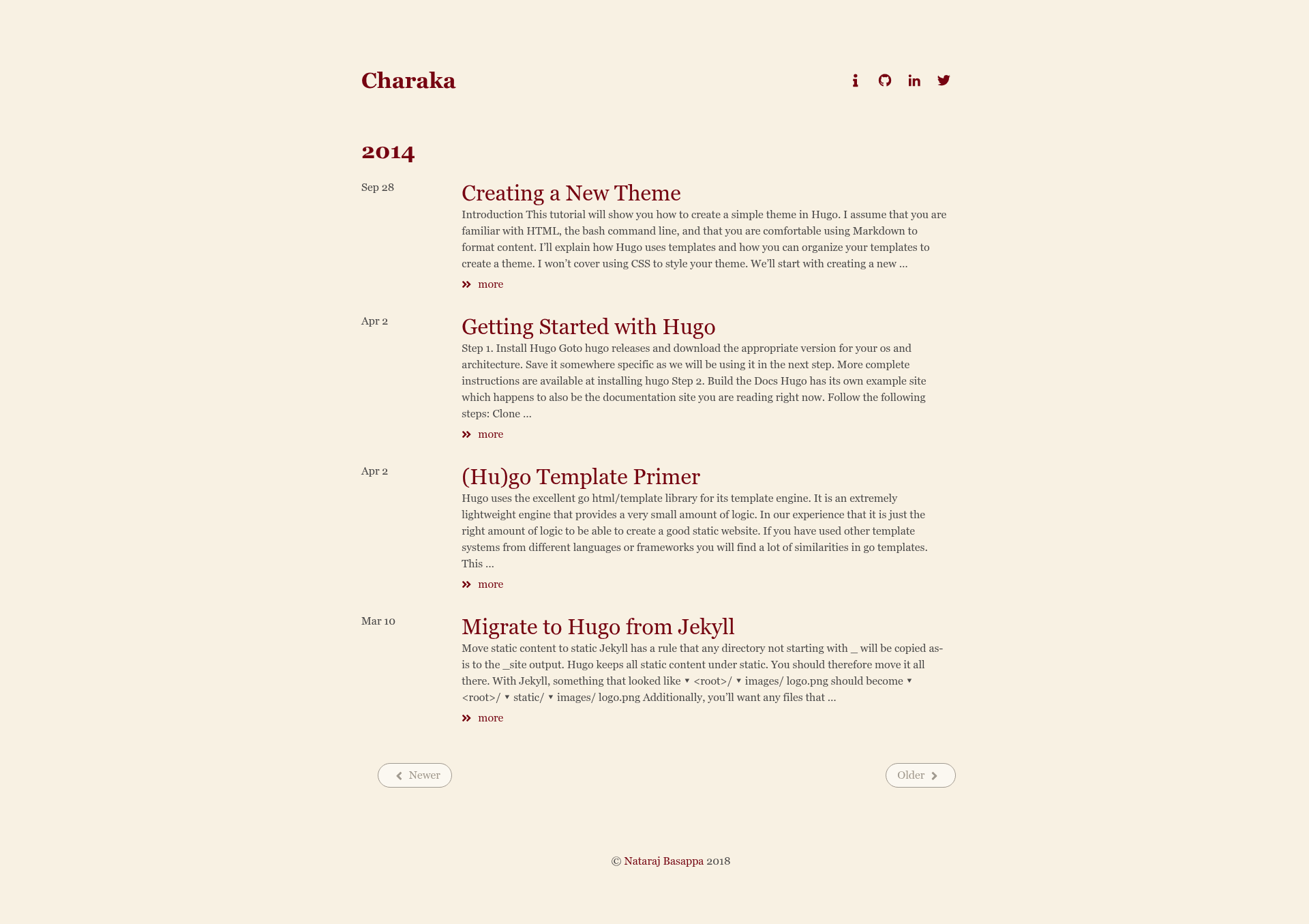 screenshot of Charaka on template0.com