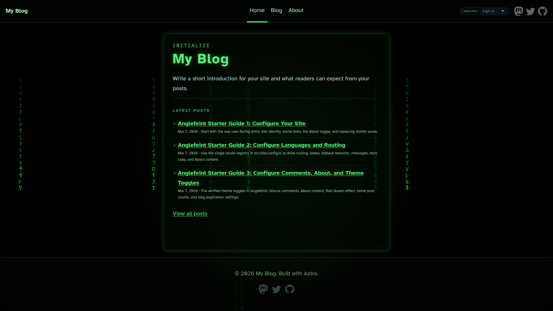 screenshot of Anglefeint on template0.com