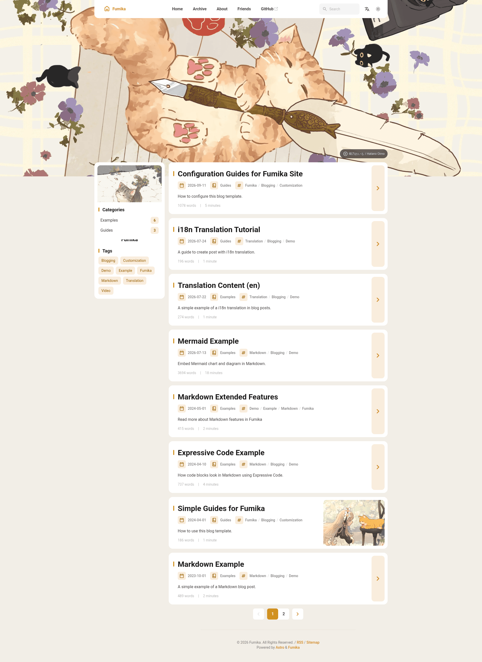 screenshot of Fumika on template0.com