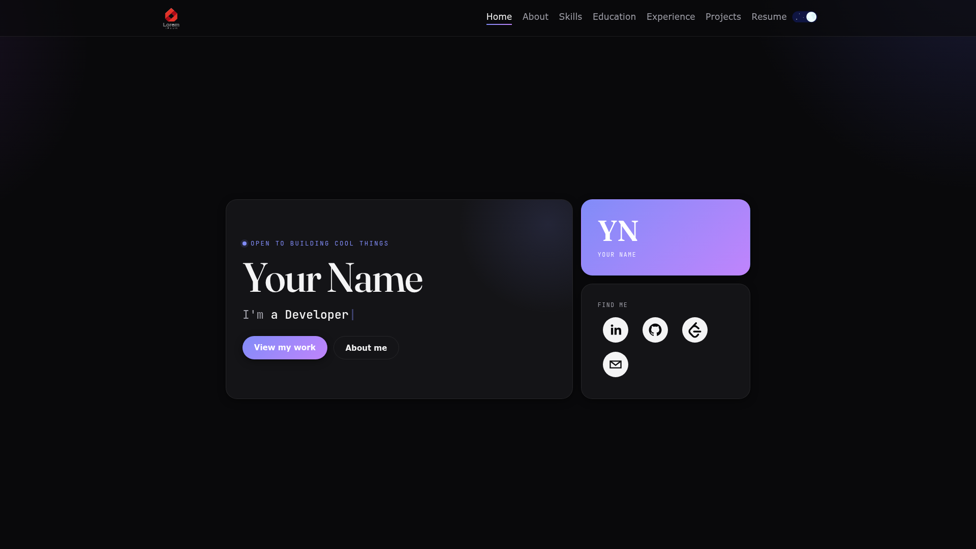 screenshot of Dev Portfolio on template0.com