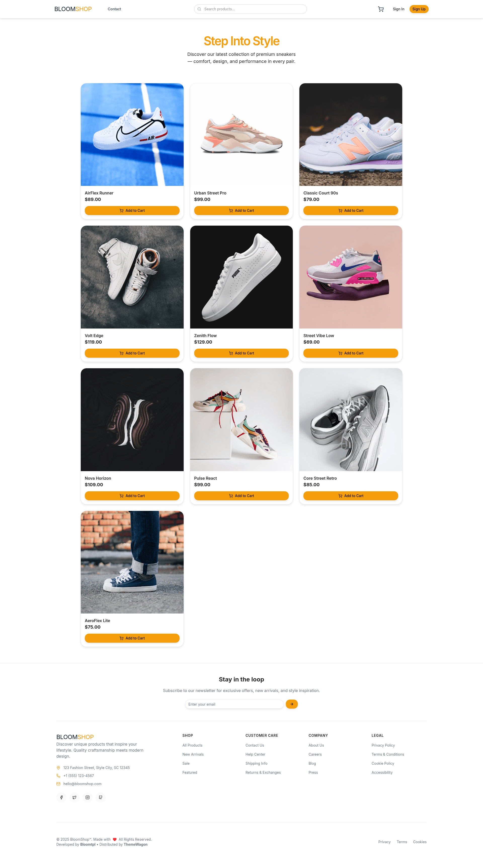 screenshot of BloomShop on template0.com