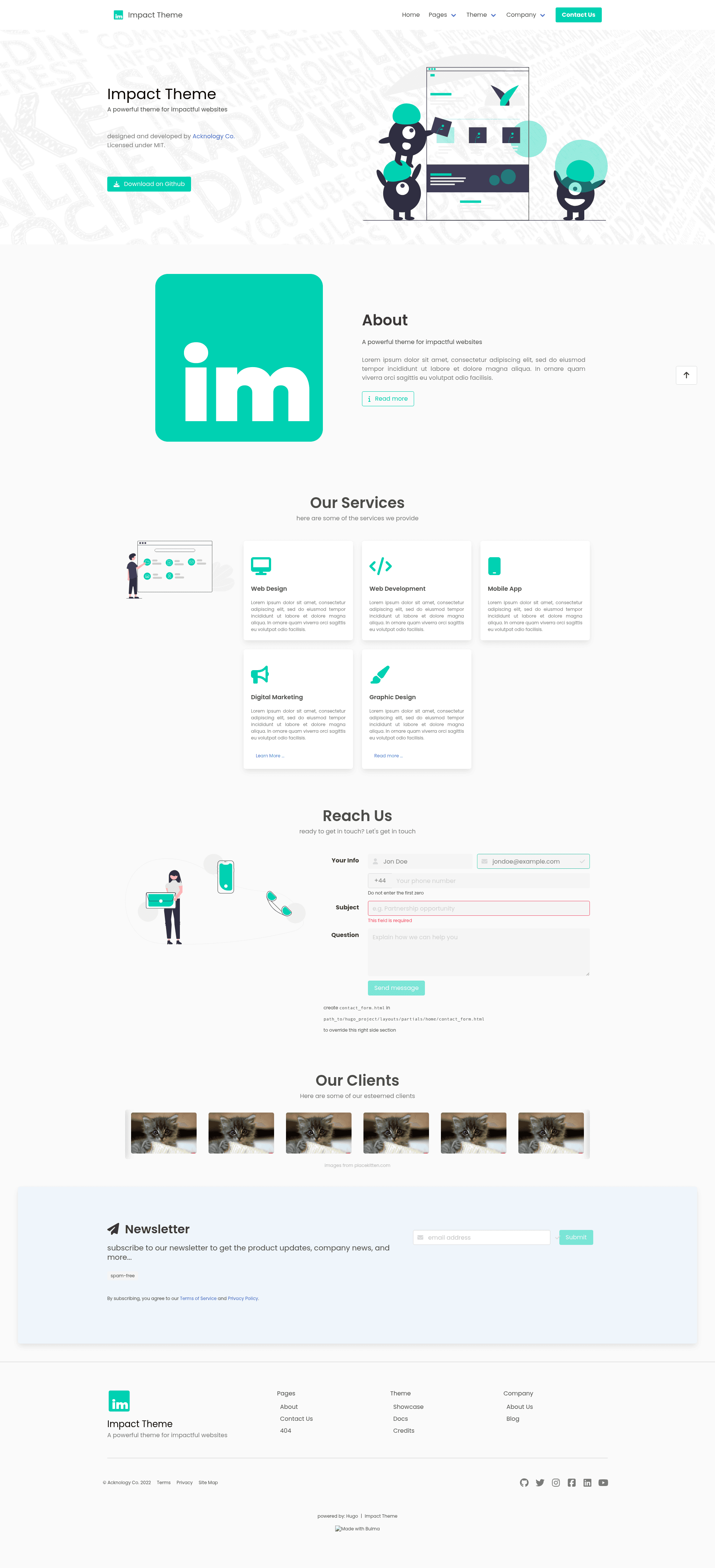screenshot of Impact Hugo on template0.com