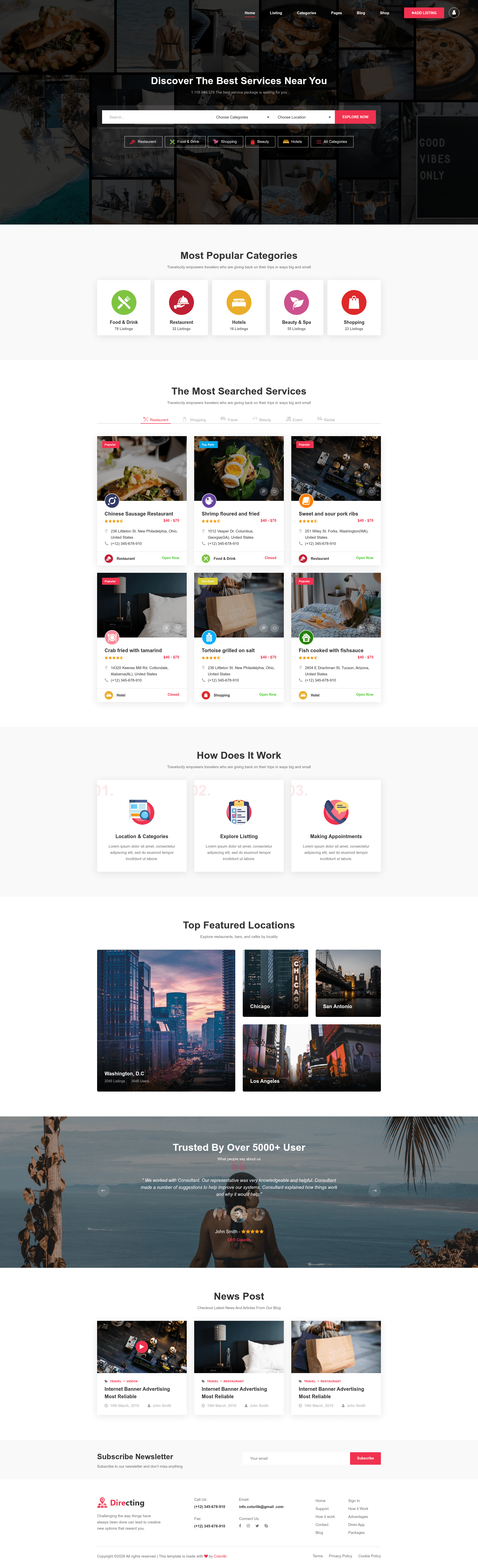 screenshot of Directing – Free Bootstrap 4 HTML5 Directory Listing Website Template on template0.com