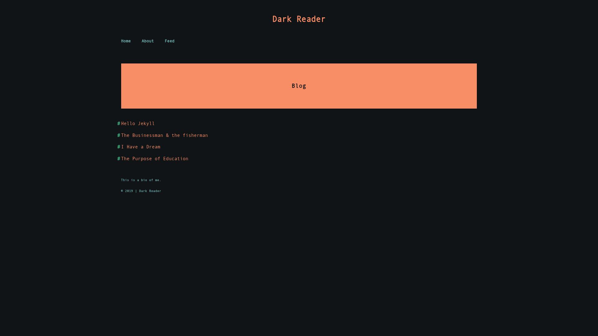 screenshot of Jekyll Theme Dark Reader on template0.com