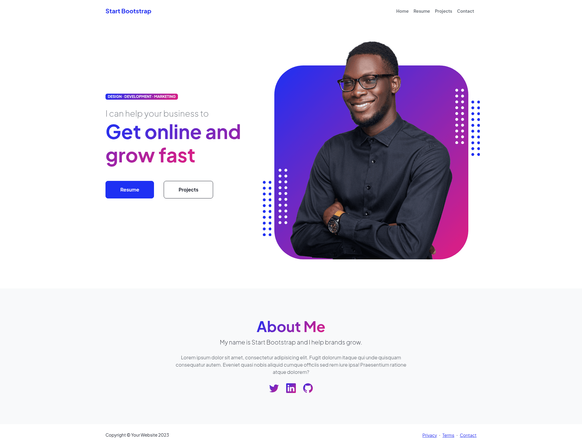 screenshot of Personal on template0.com