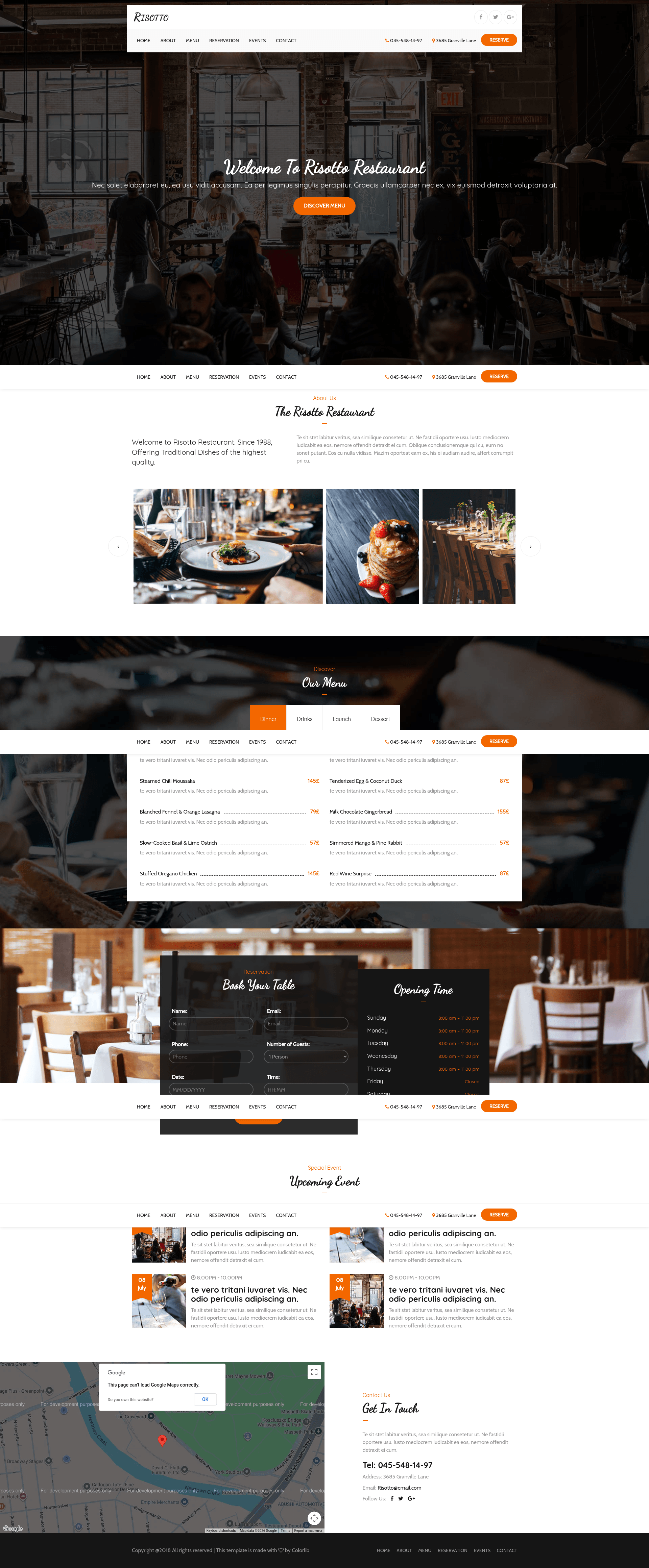 screenshot of Risotto – Free HTML5 Restaurant Website Template on template0.com