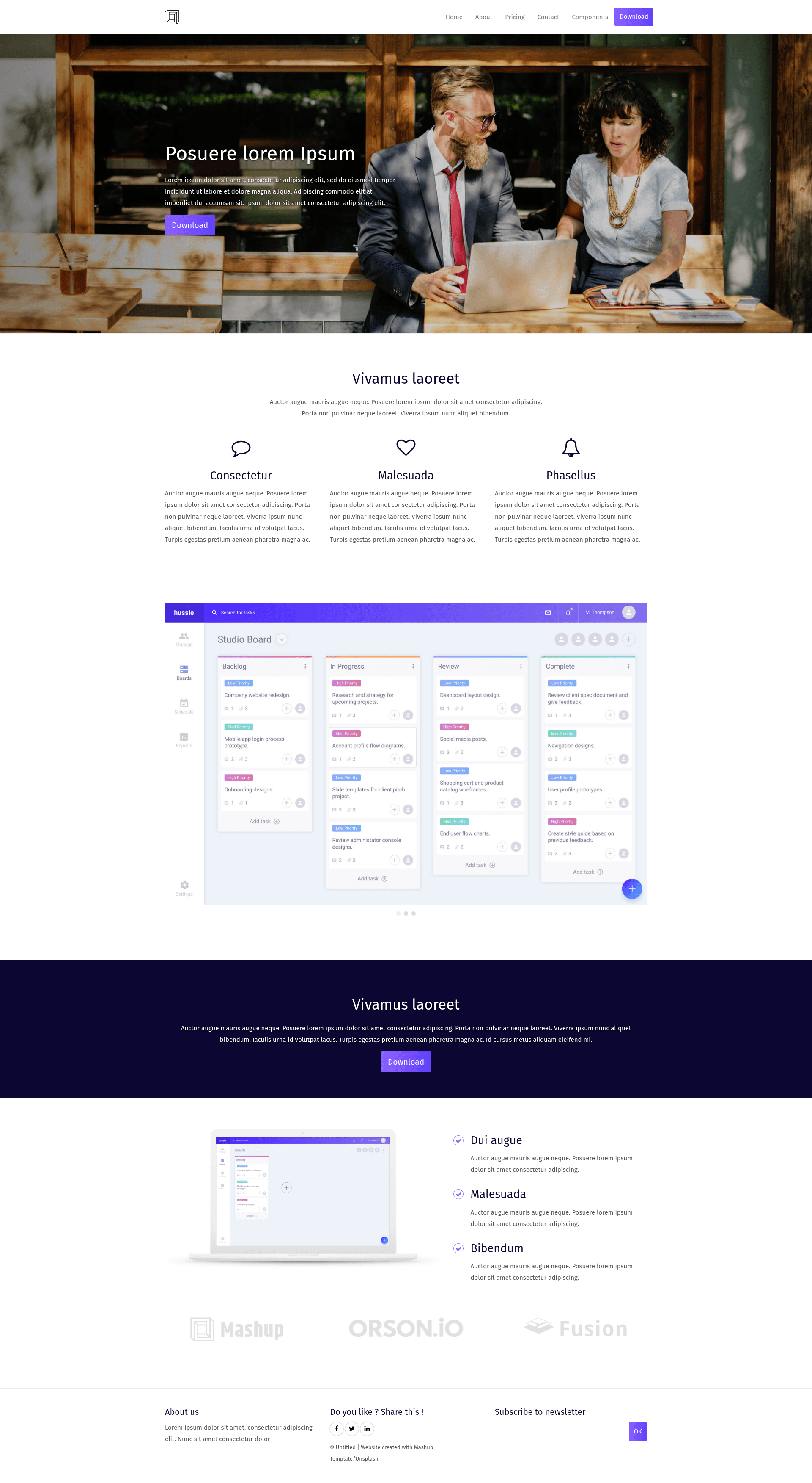screenshot of Pure – Free HTML5 Business Website Template on template0.com