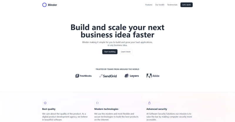 Image for Blinder(business nextjs template) on template0.com