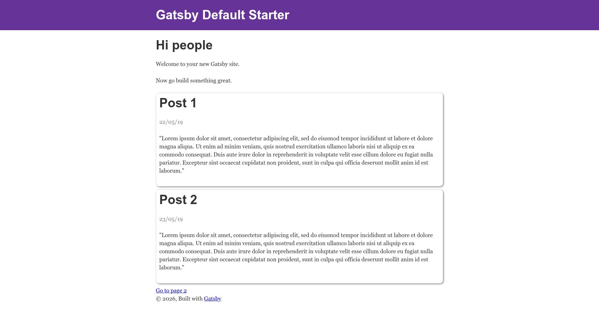 screenshot of Gatsby Starter Google Sheets on template0.com