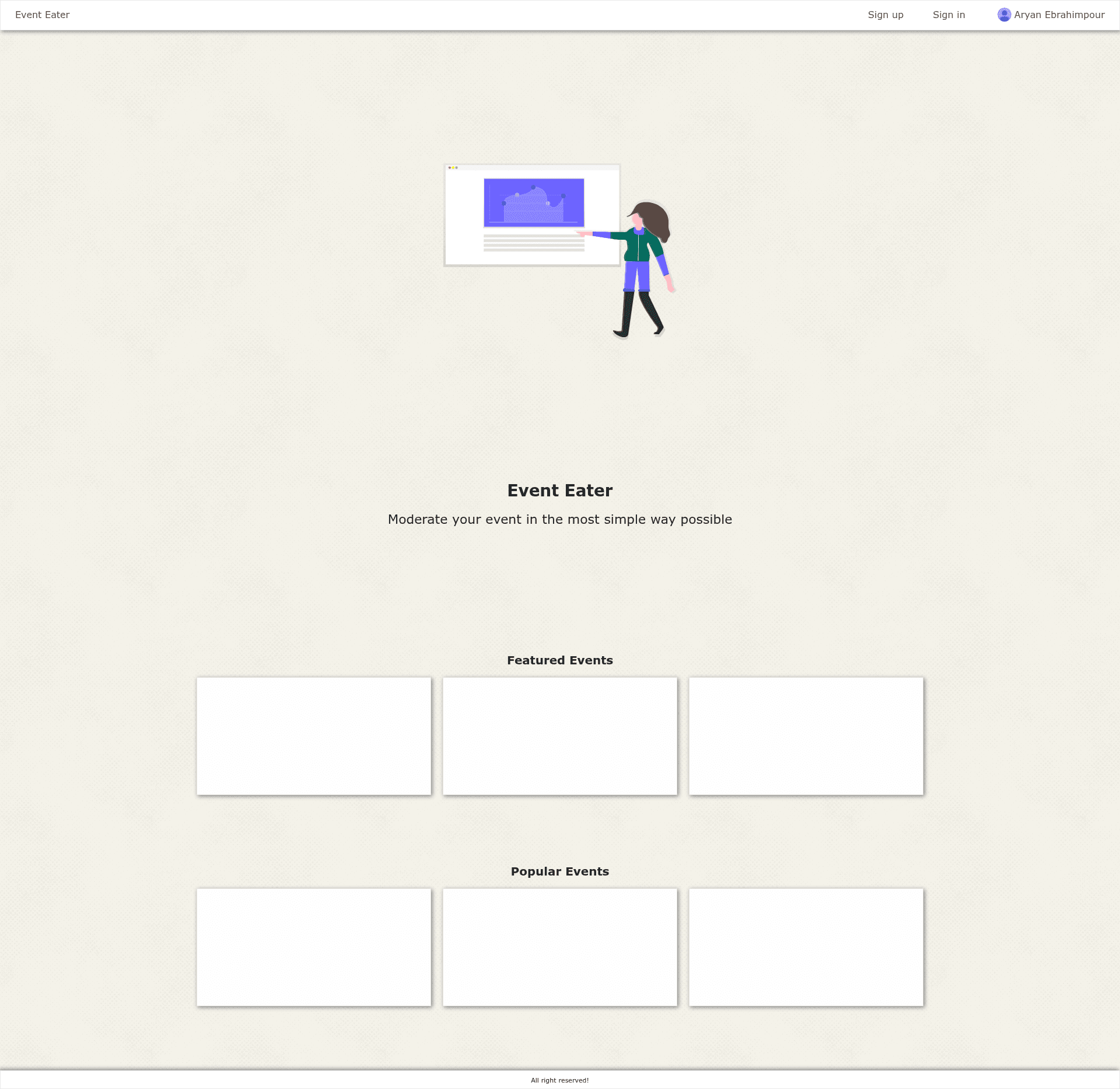 screenshot of EventTemplate on template0.com