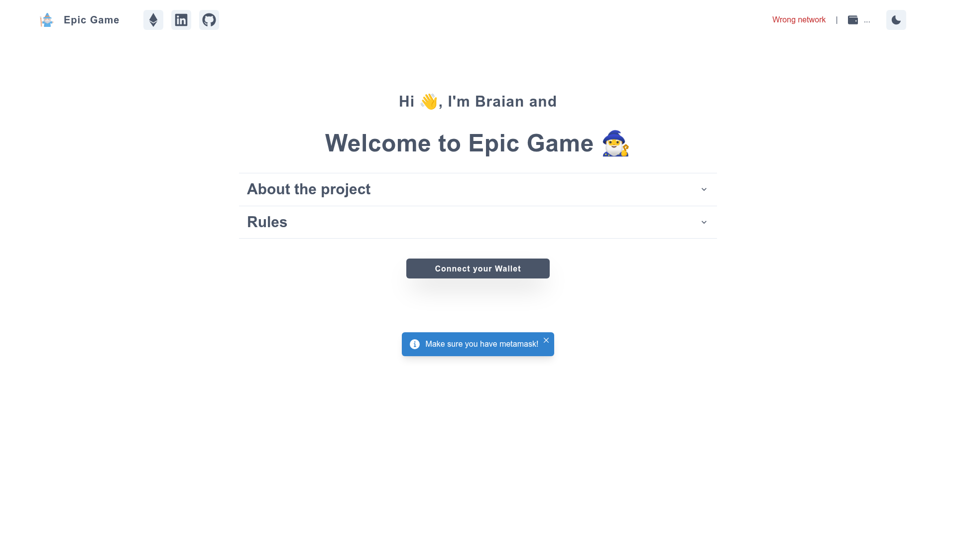 screenshot of Epic Game UI on template0.com