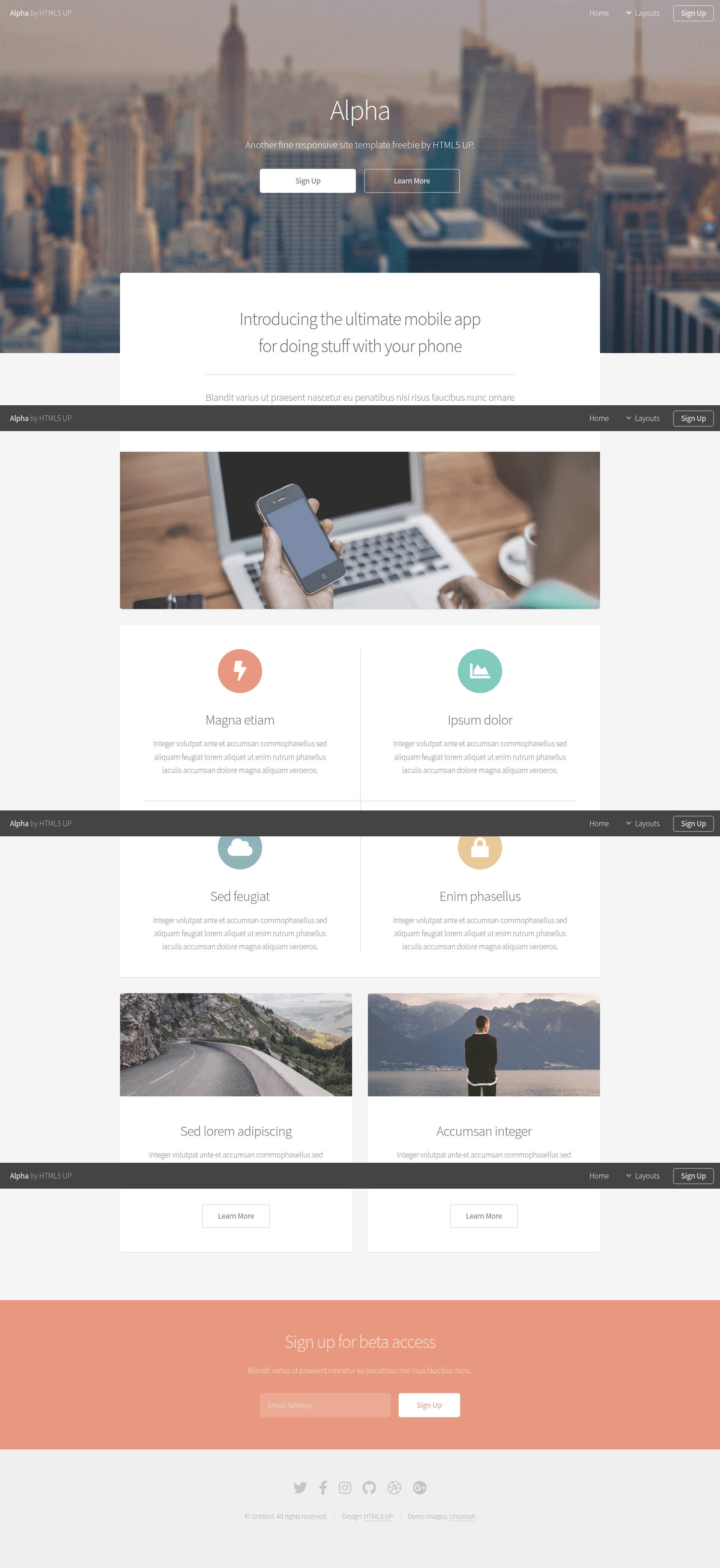 screenshot of Alpha on template0.com