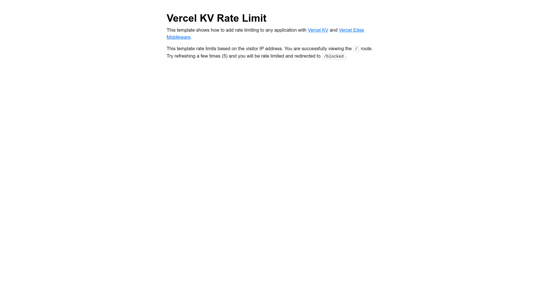 screenshot of Vercel Edge Middleware Rate Limit on template0.com
