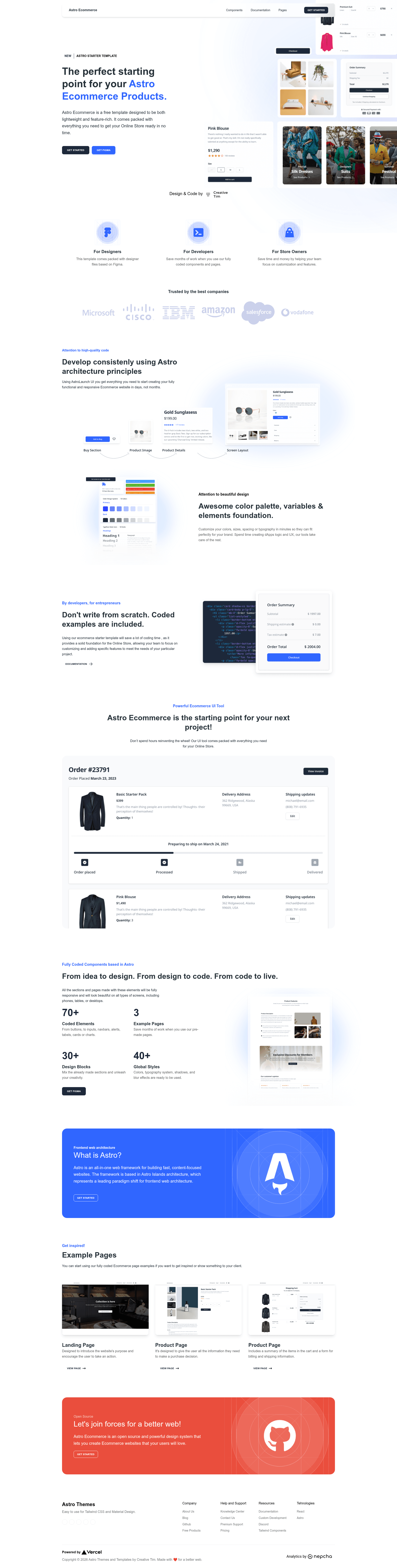 screenshot of Astro Ecommerce on template0.com
