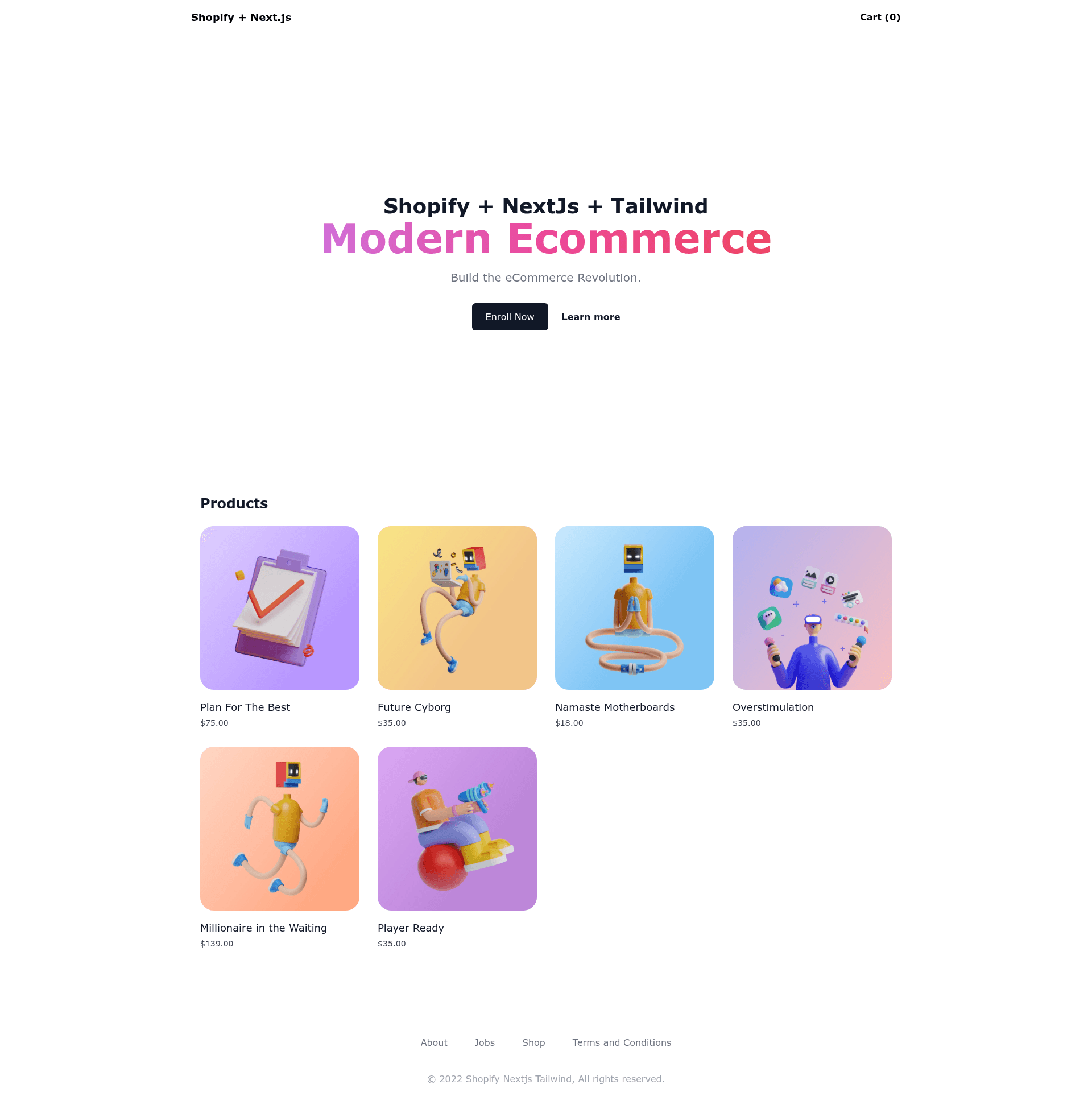 screenshot of Shopify Next.js Storefront on template0.com