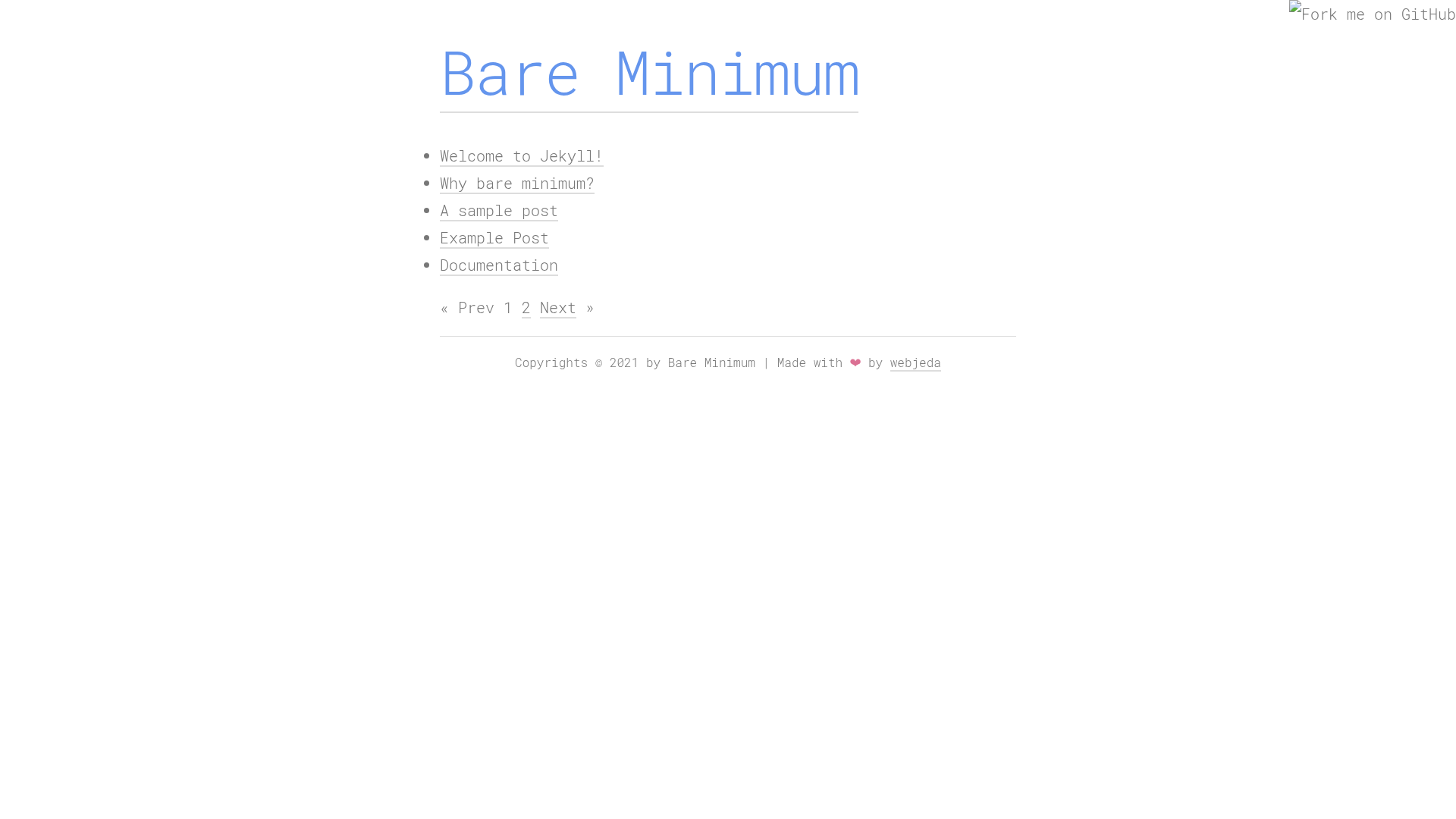 screenshot of Bare Minimum on template0.com
