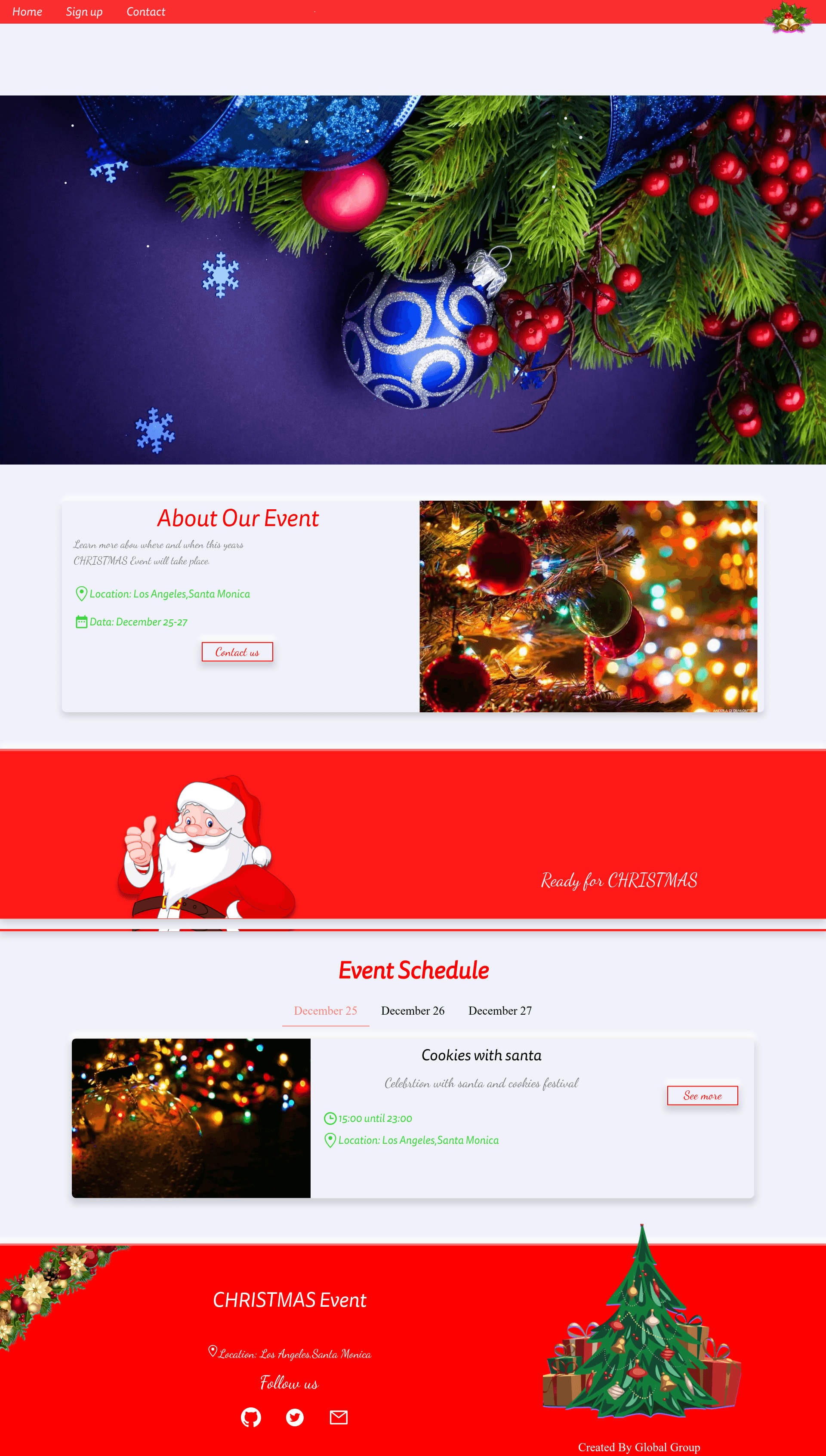 screenshot of Christmas Event Website Template on template0.com