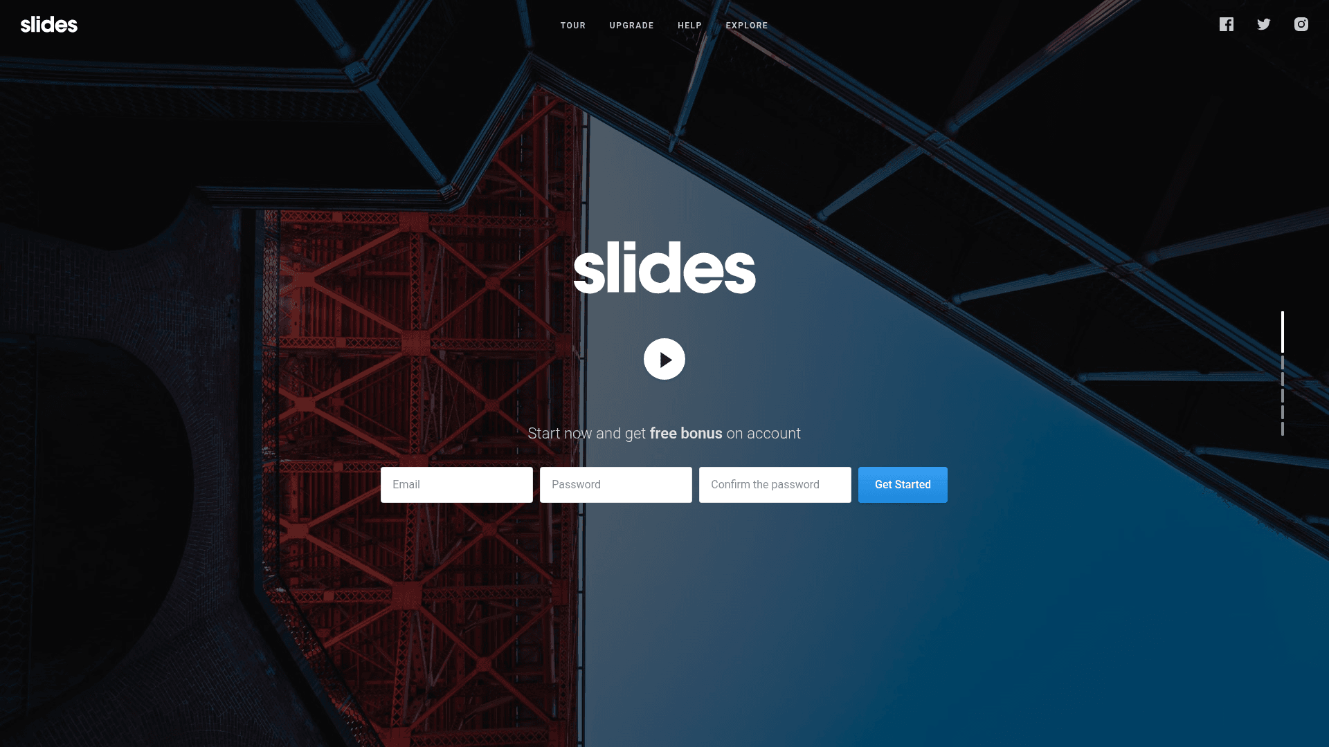 screenshot of Slides – Animated Landing Page on template0.com
