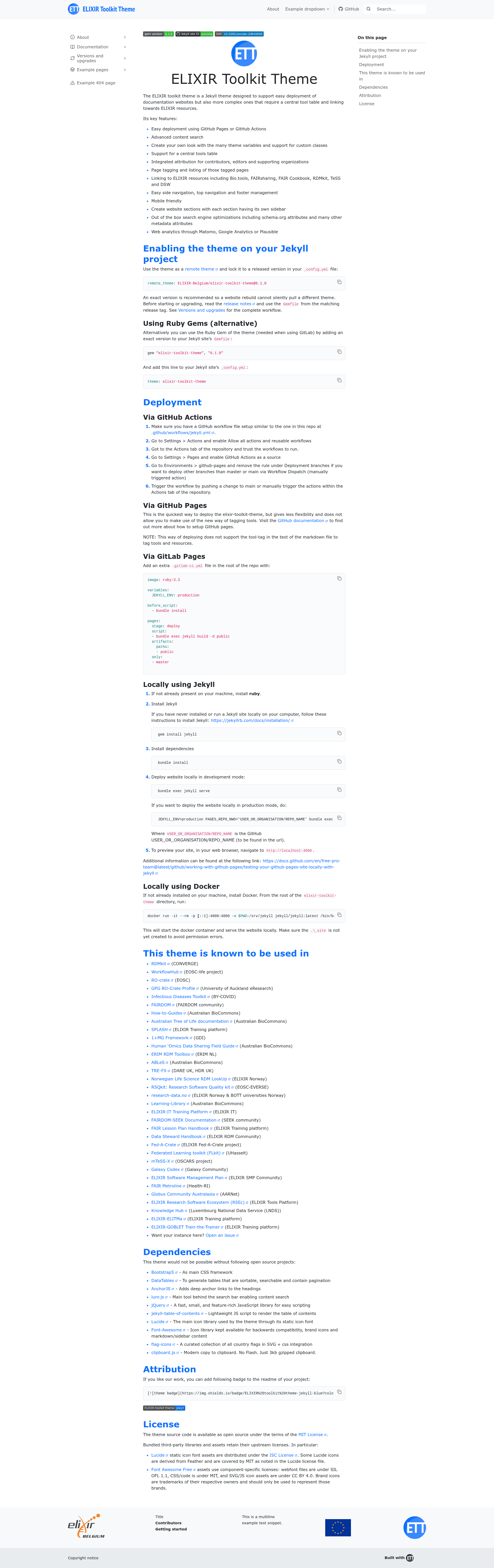 screenshot of ELIXIR Toolkit Theme on template0.com