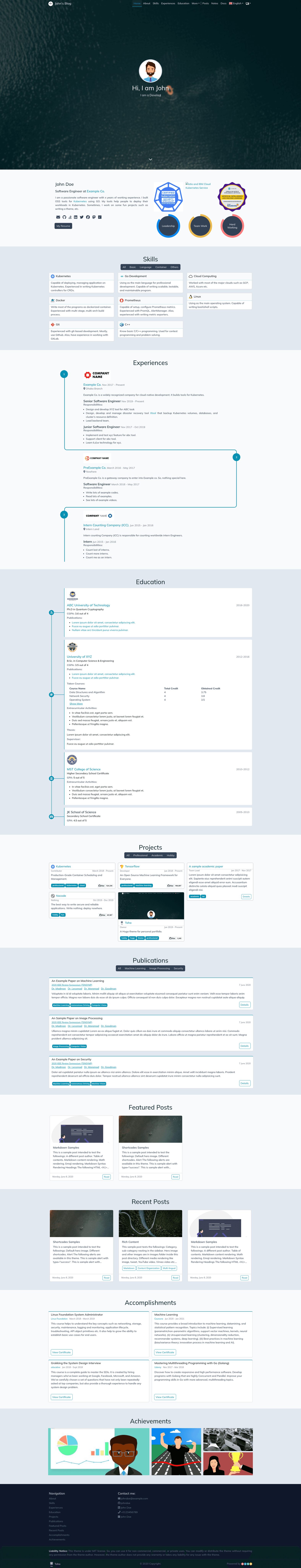 screenshot of Toha on template0.com