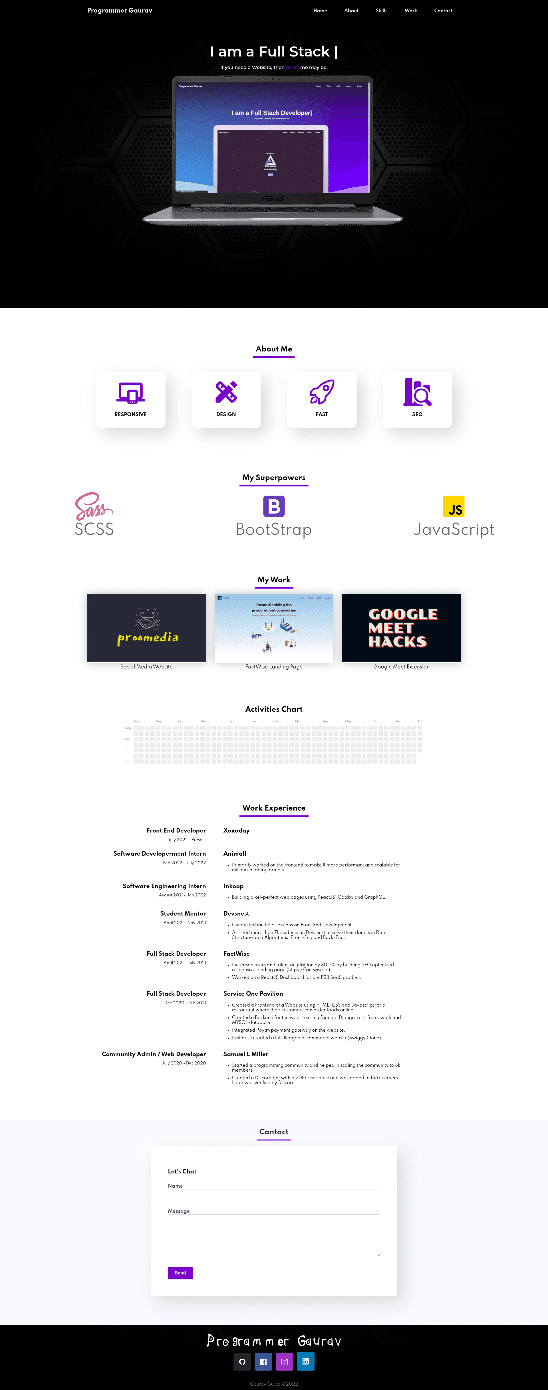screenshot of ProgrammerGaurav Portfolio on template0.com