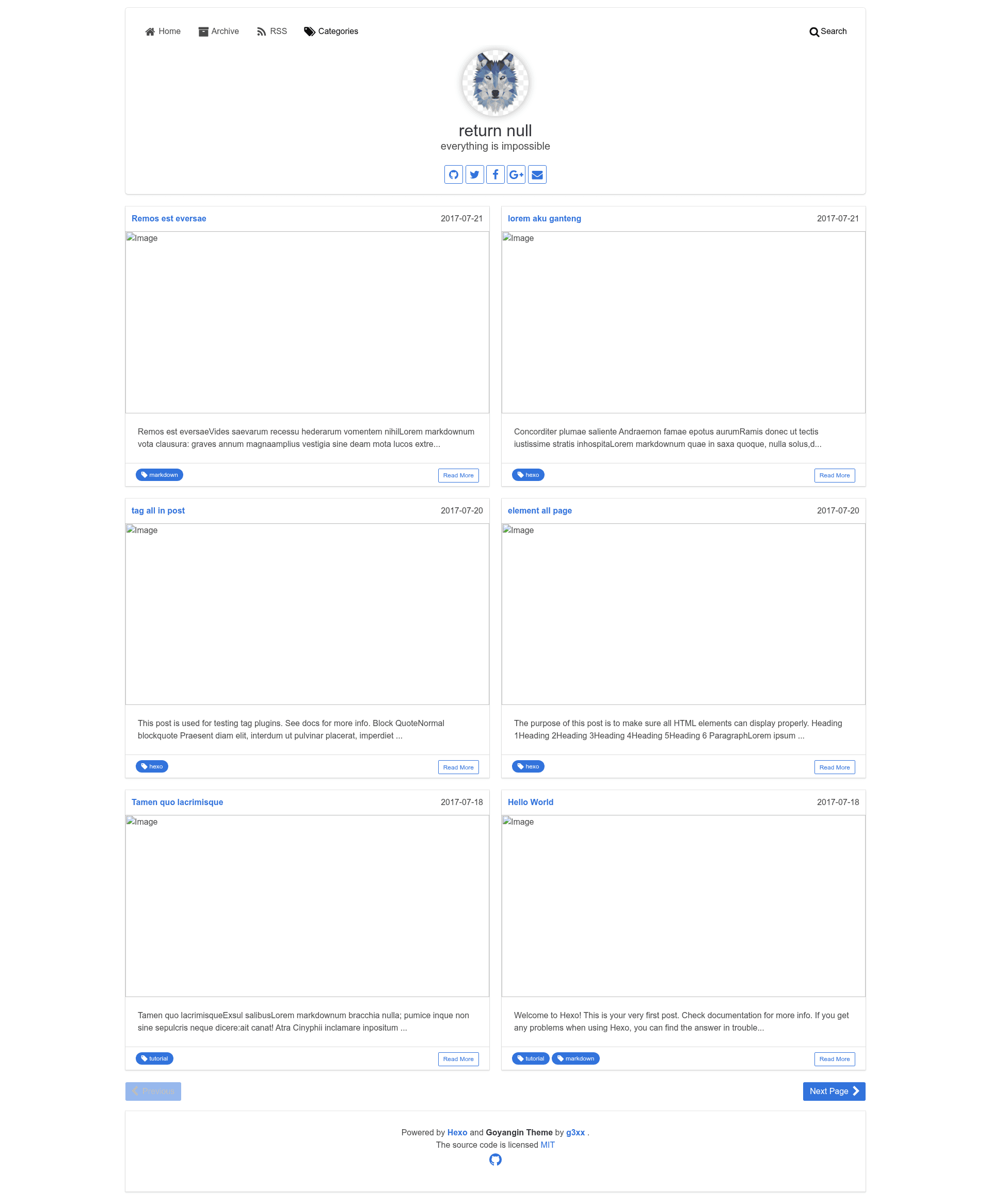 screenshot of Goyangin on template0.com