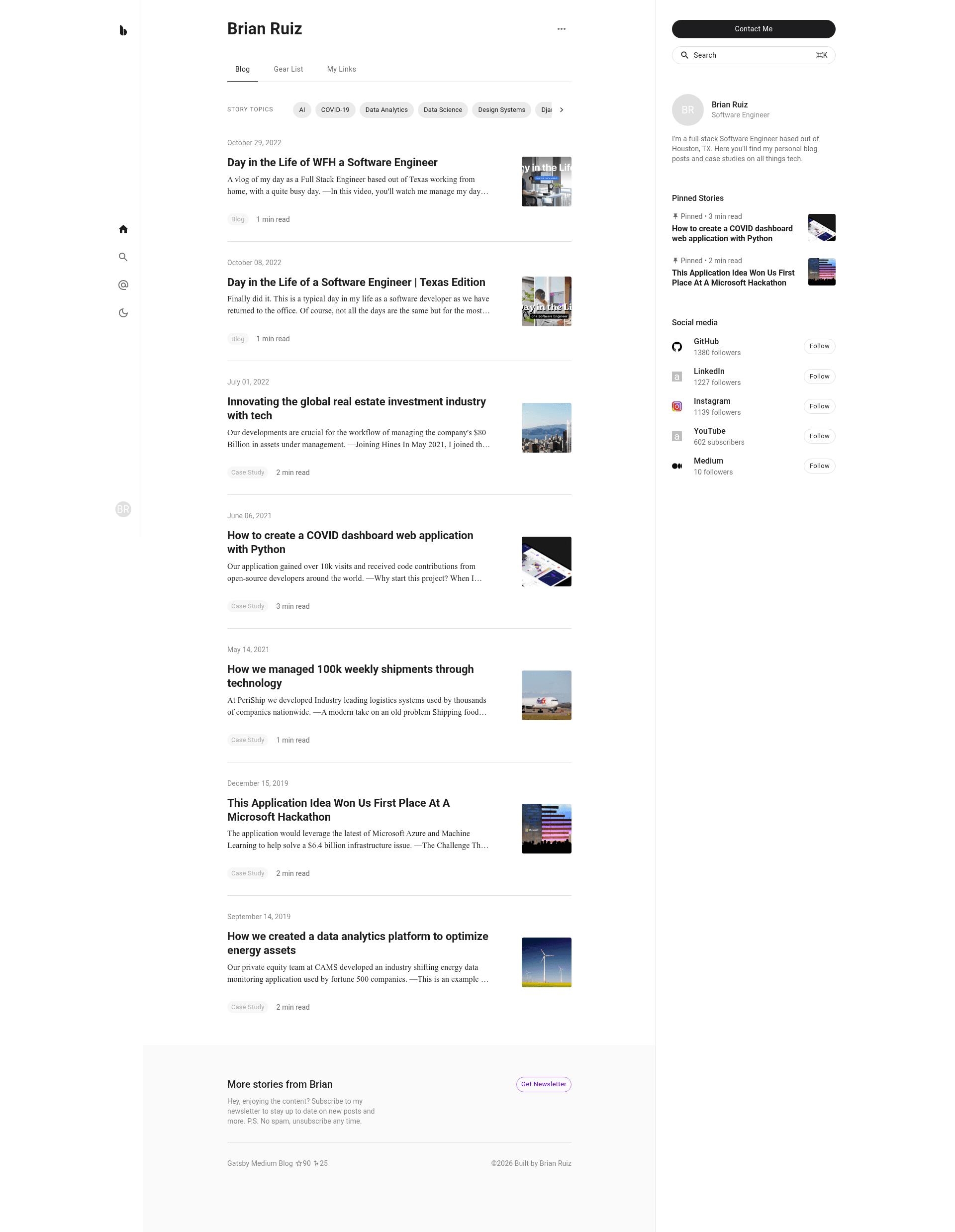 screenshot of Gatsby Medium Blog on template0.com