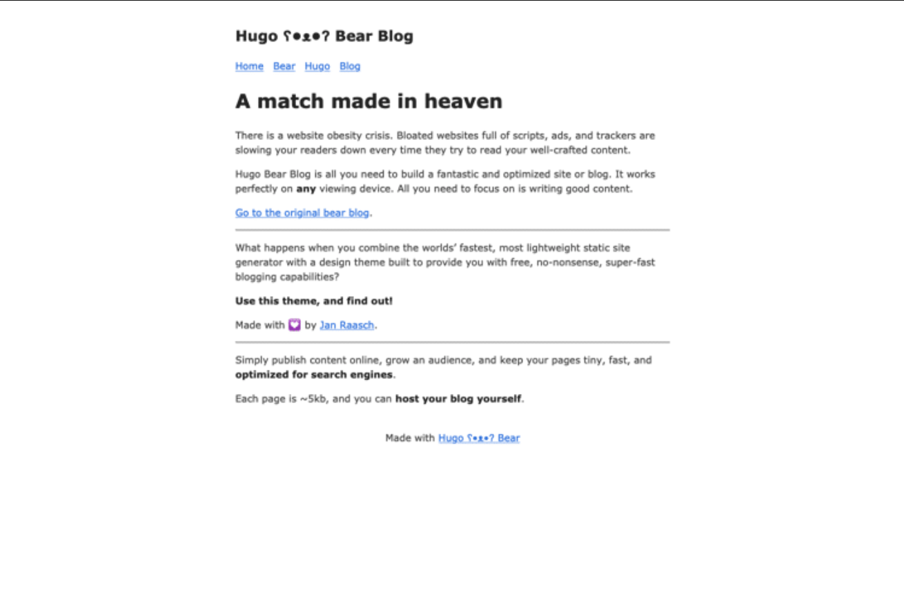 Hugo ʕ•ᴥ•ʔ Bear Blog preview