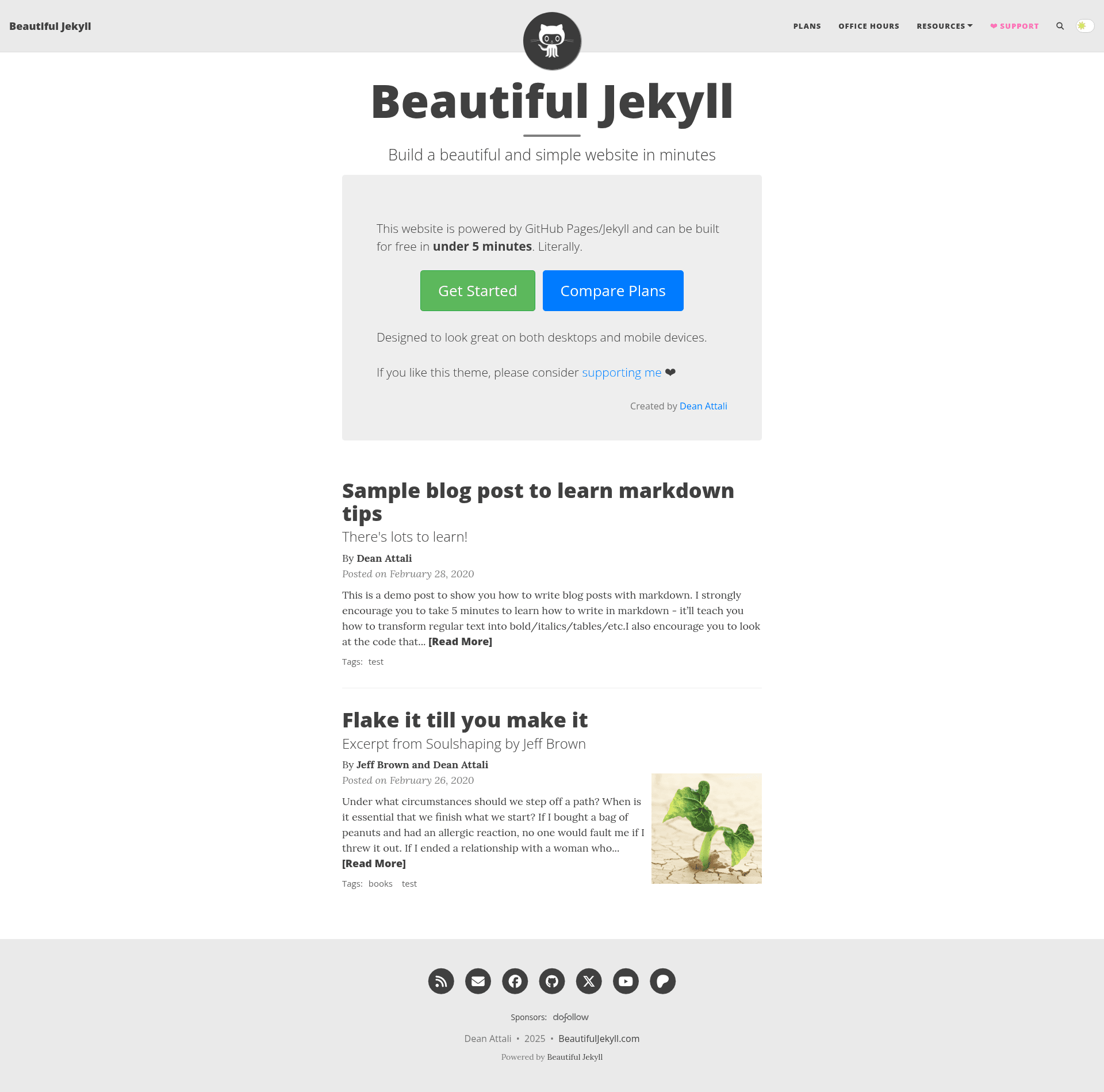 screenshot of Beautiful Jekyll on template0.com