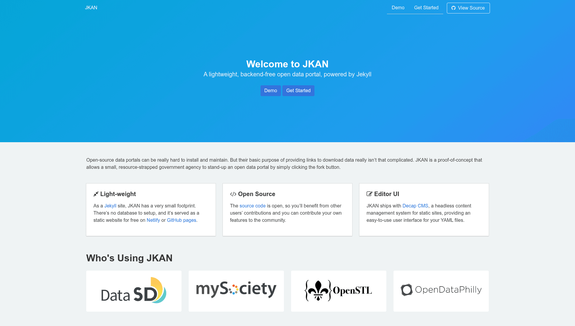screenshot of JKAN on template0.com