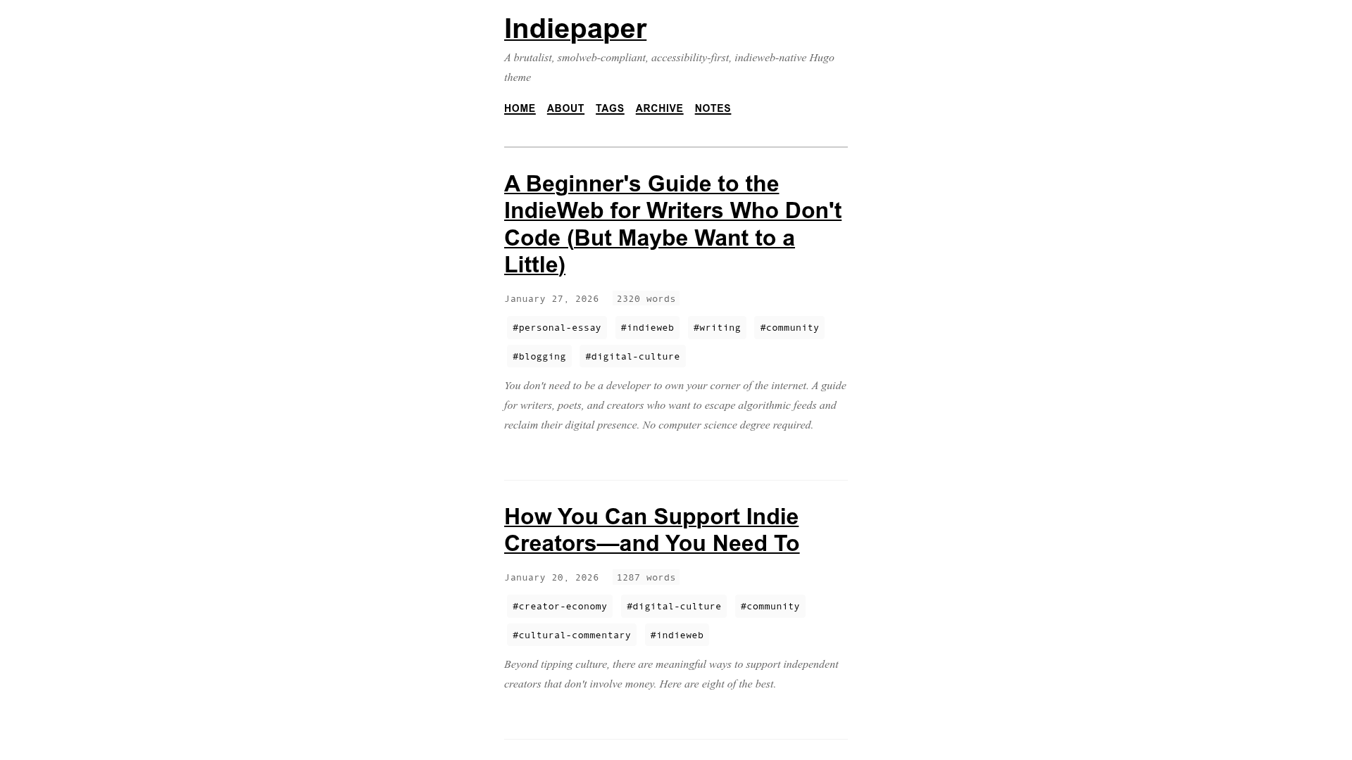 Indiepaper preview