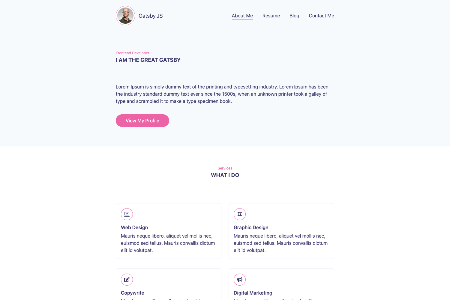 Gatsby Markdown Personal Website preview