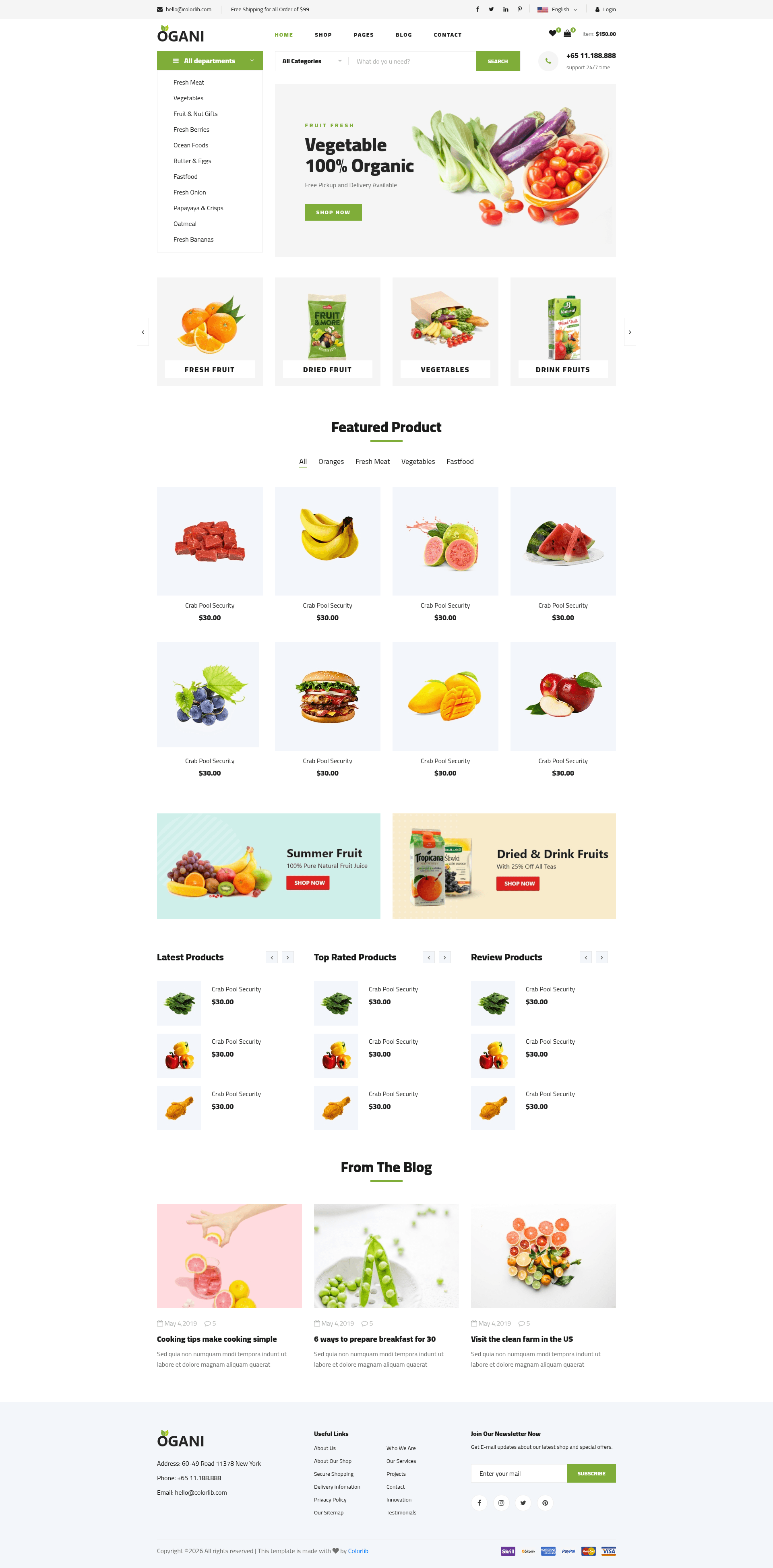 screenshot of Ogani - Free Bootstrap 4 HTML5 Responsive Ecommerce Website Template on template0.com